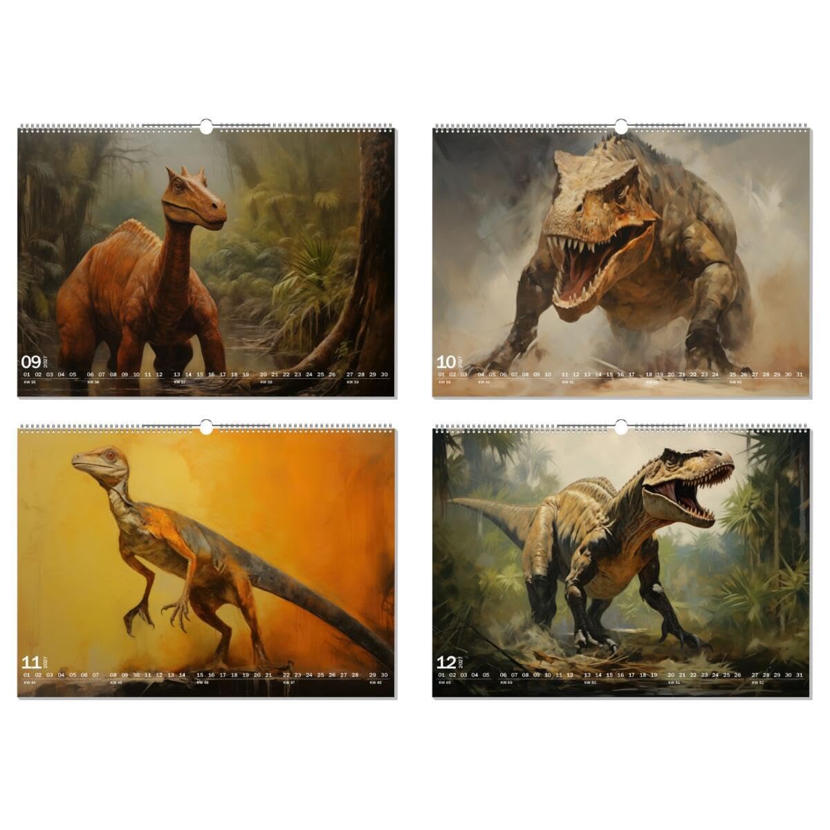 artboxONE Kalender 2027 Dinosaurier Wandkalender A2 2027 Tiere