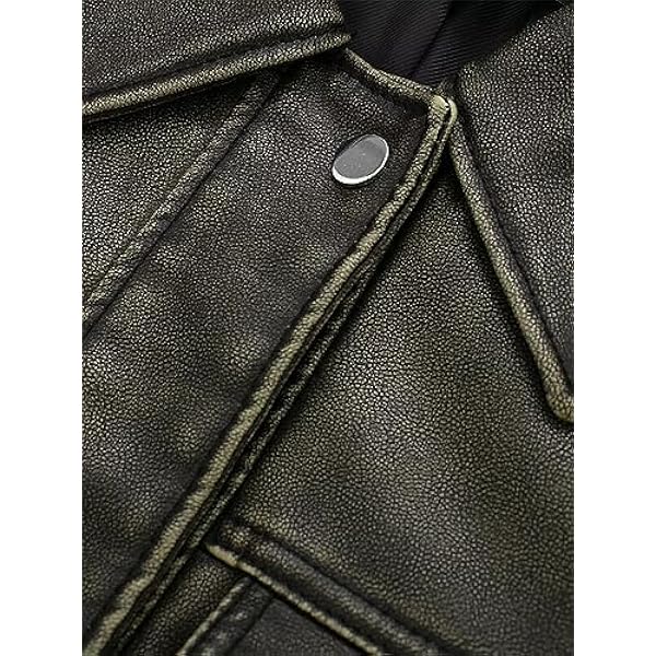 Adhdyuud Vrouwen Vintage Moto Biker Pu Korte Jas Herfst High Street Revers Enkele Breasted Faux Lederen Jas