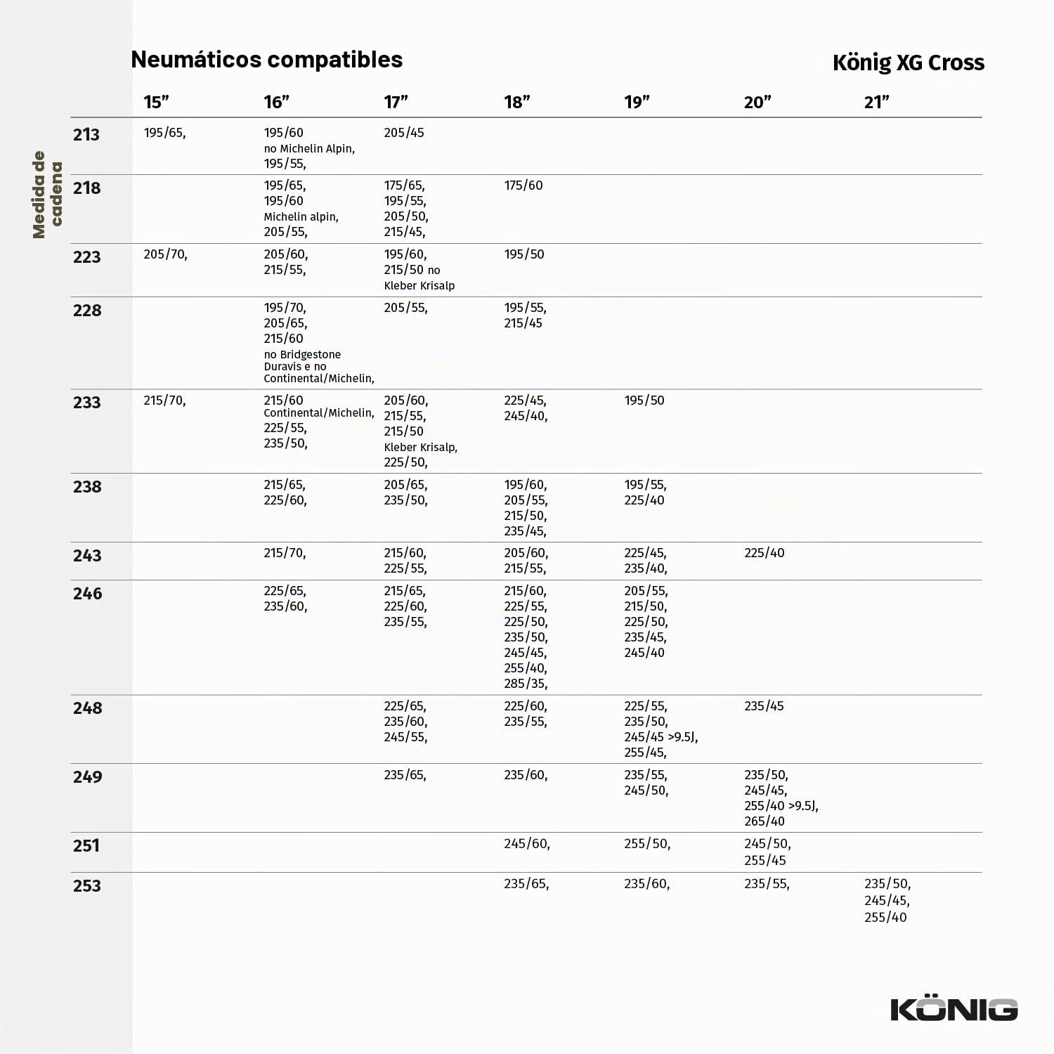 KÖNIG XG Cross 249 - Cadenas de nieve