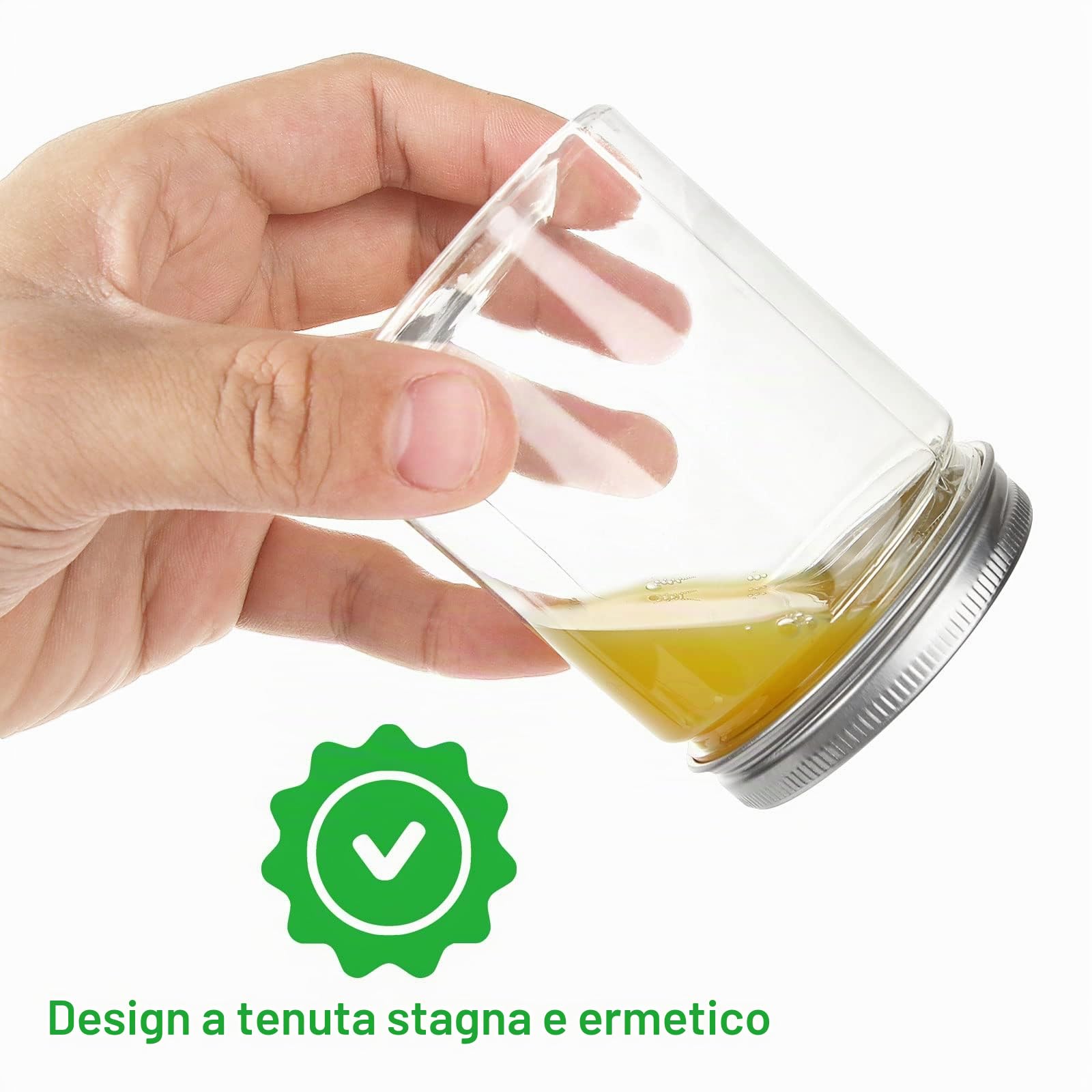 AKOLAFE Confezione da 20 barattoli di plastica da 250 ml con coperchi in alluminio bianco rotondi trasparenti a prova di perdite per alimenti campeggio ferramenta artigianato e creazione di melme