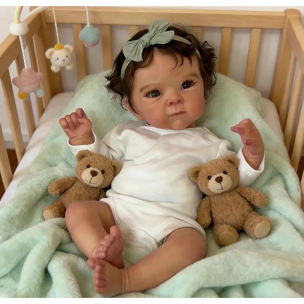 Zero pam Reborn Baby Dolls Silicone Full Body Girl Open Eyes, 18 Inch Realistic Babys Doll Girl