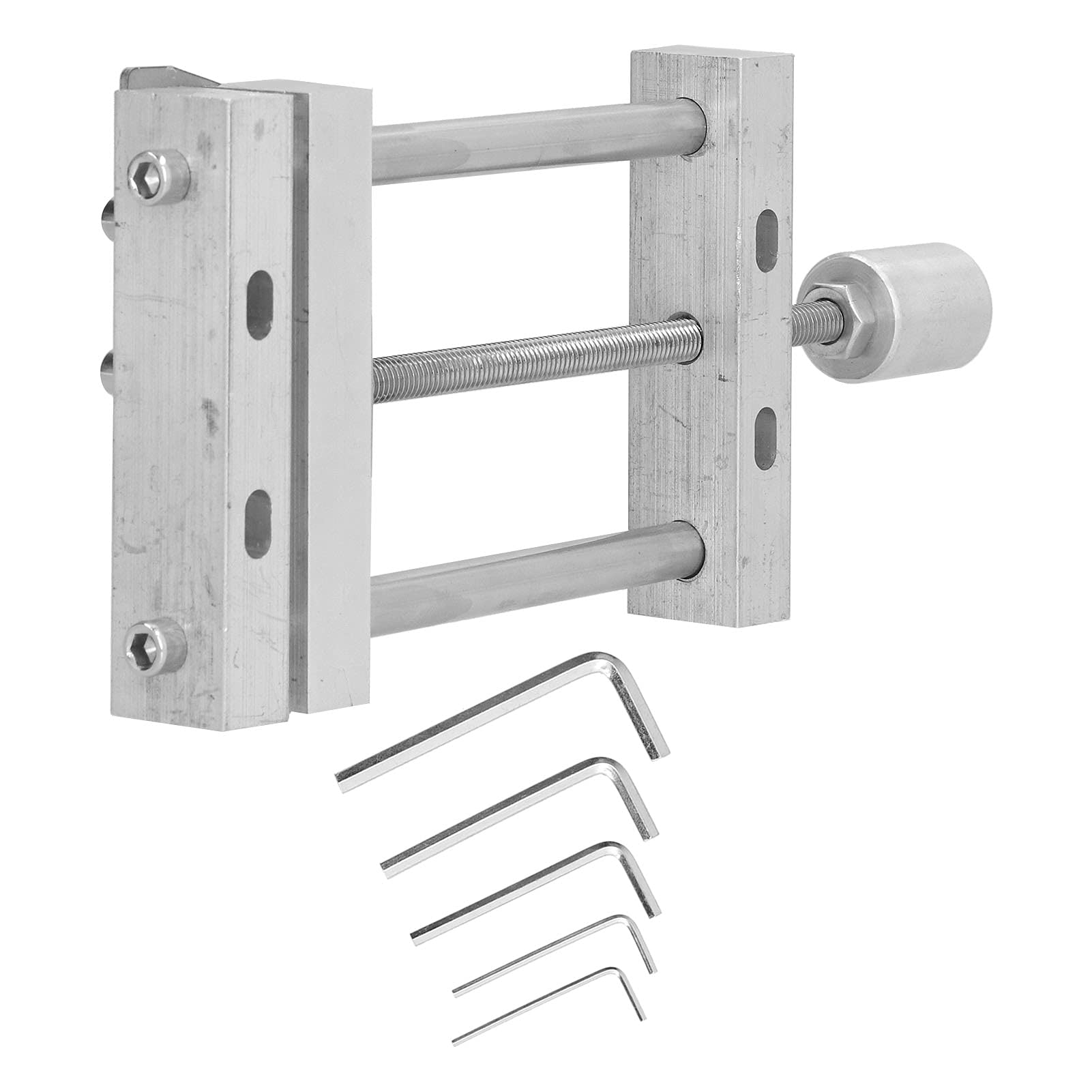 Mini morsetto a morsa piatta in metallo per trapano a colonna con chiave esagonale per lavorazione del legno e incisione in lega di alluminio, lunghezza di apertura di 90 mm