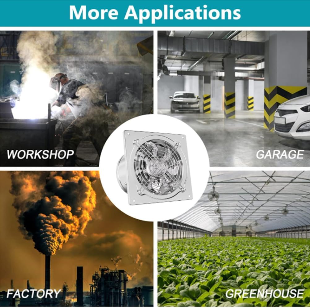 Low Noise Kitchen & Bathroom Wall Exhaust Fan 6/7 /8/10/12" Utility Blower Fan for Ceiling Bathroom Attic Window Basement Ventilation Fan (Silver),7 inch