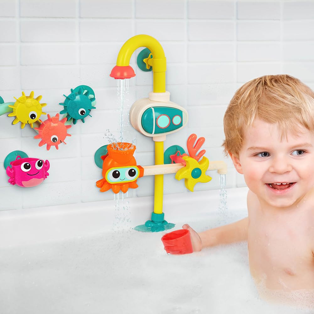 B. toys - Juguete Bomba de Baño - Juego acuático Submarino - 2 Modos de Bombeo (batería + Manual) - Taza de Goteo, hileras y Engranajes - 10 Meses +