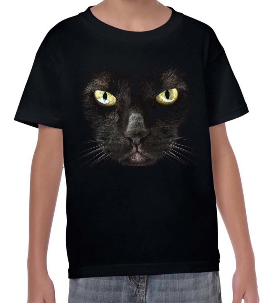 Tribal T-Shirts Black Cat Children's Halloween T-Shirt (Age 11 To 12, )