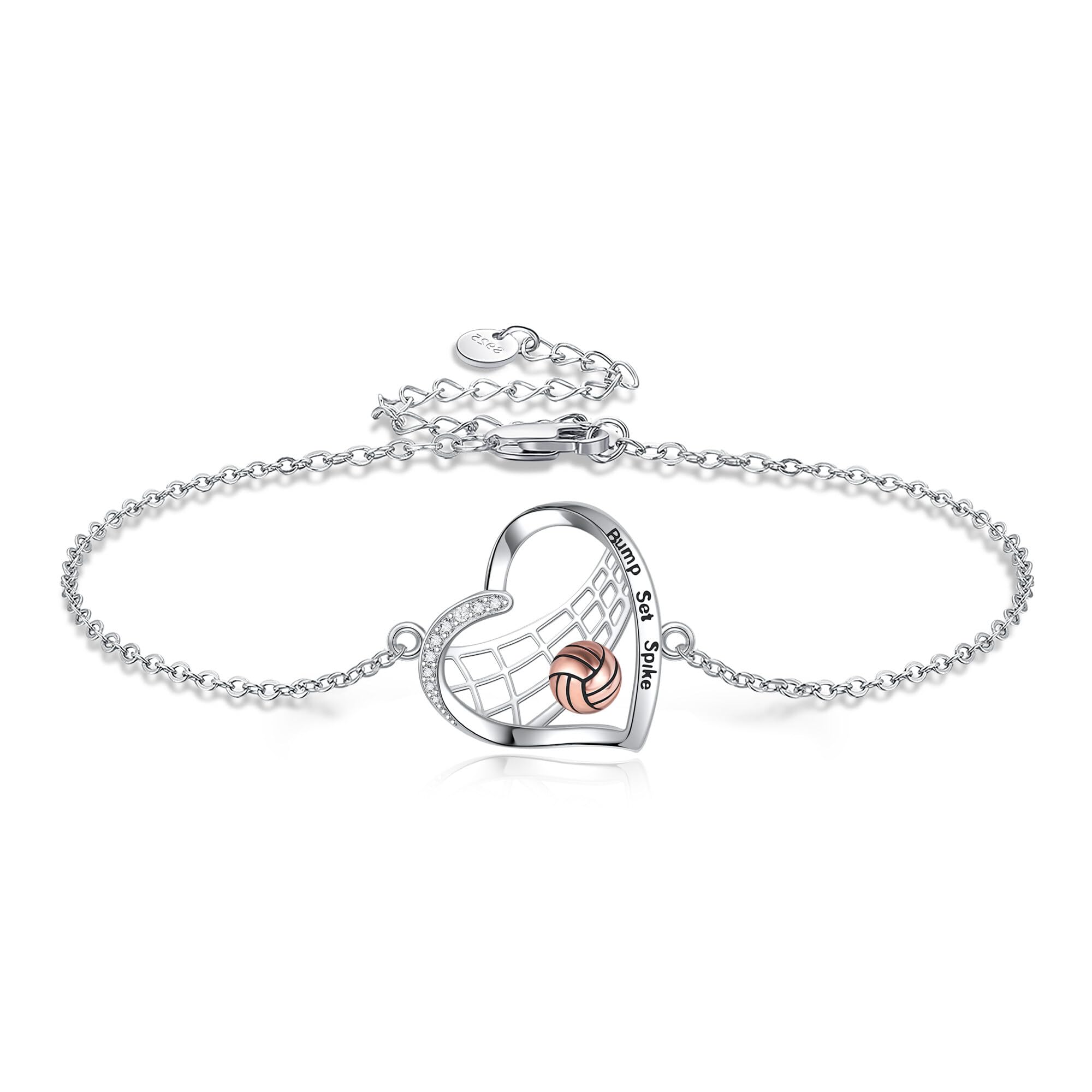 URONE Volleyball Armband Sterling Silber Volleyball Anhänger Armband Volleyball Schmuck für Damen Volleyball Liebhaber