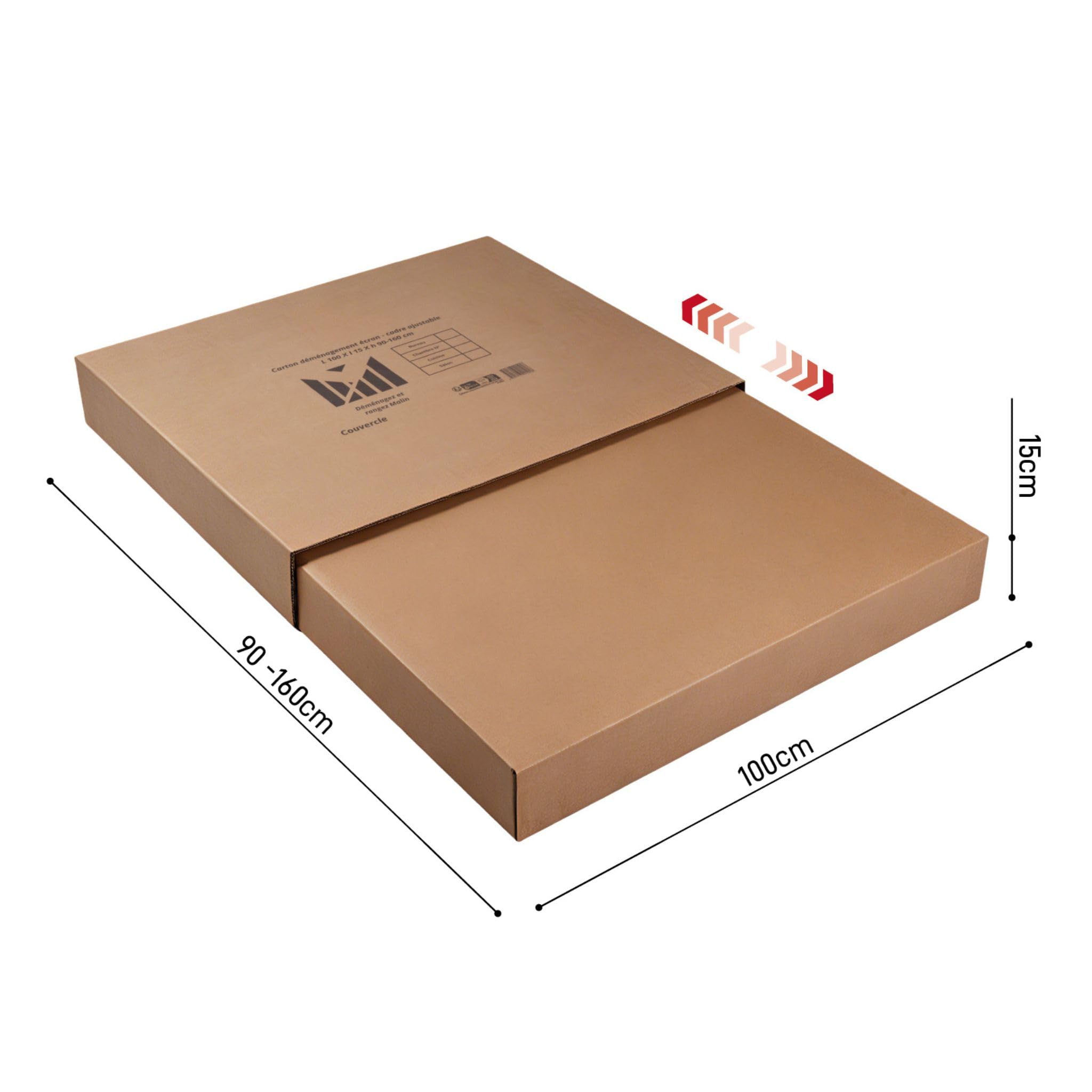 Carton de Déménagement Ajustable Double Cannelure 100 x 15 x 90-160 cm Recyclable