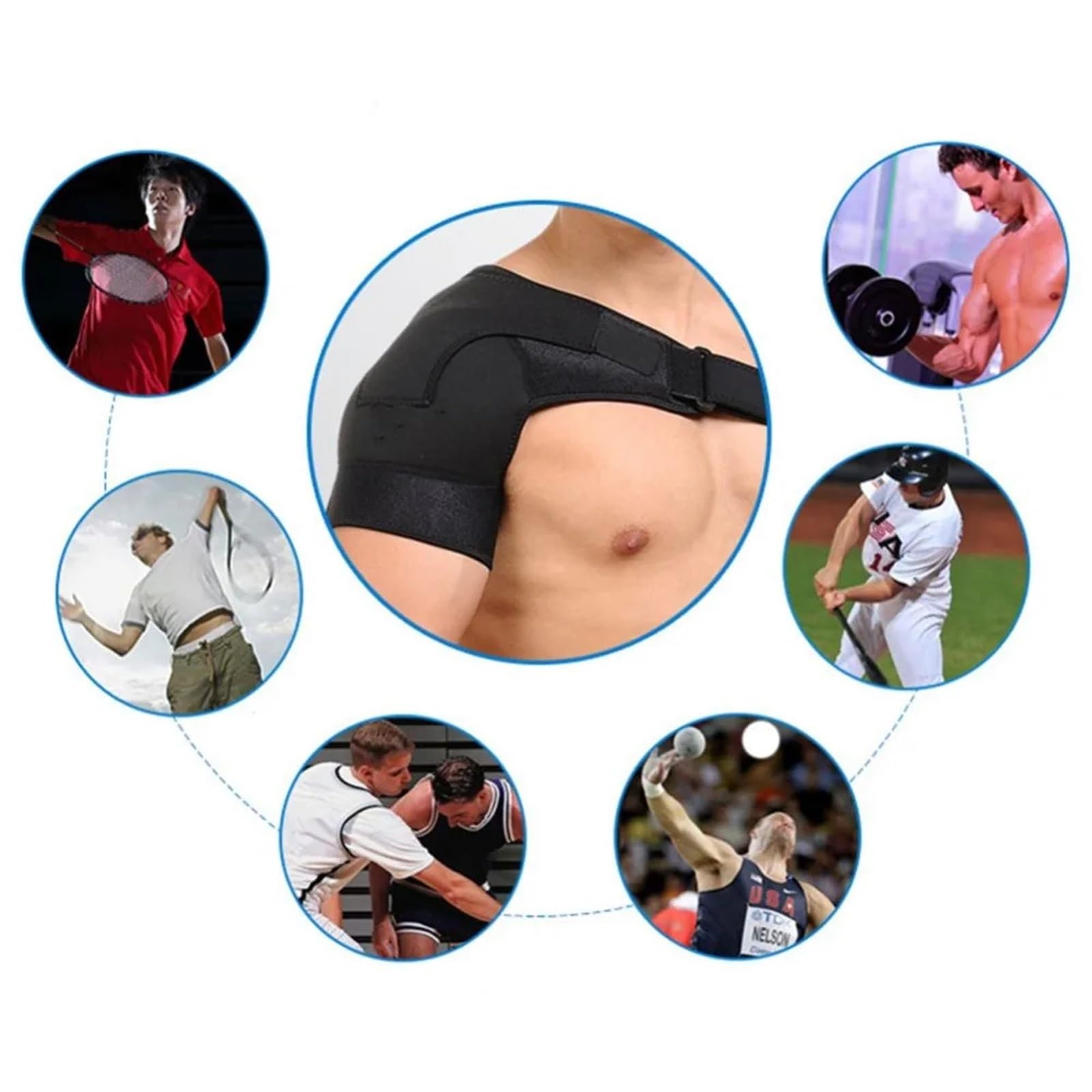 1 pezzo regolabile professionale spallacci spallacci protettori sportivi elastici traspiranti supporto fasce protezione braccio(Left Shoulder)