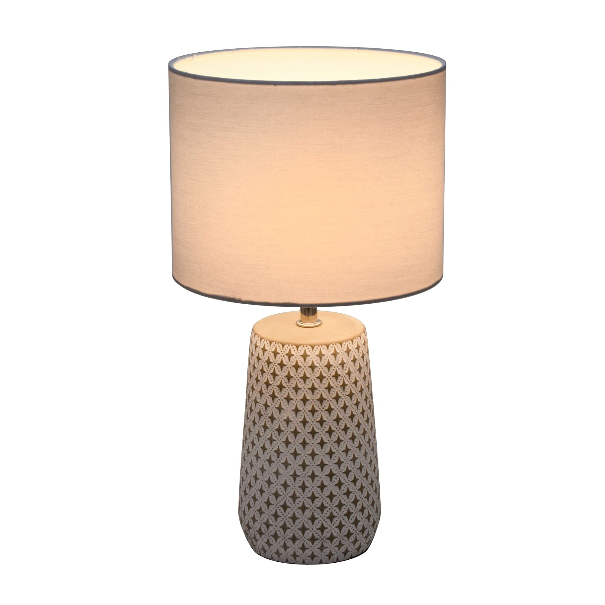 Pauleen 48215 Pretty Purity lampada da tavolo max. 20 Watt realizzata a mano bianco, grigio luce da comodino look naturale tessuto, calcestruzzo E14