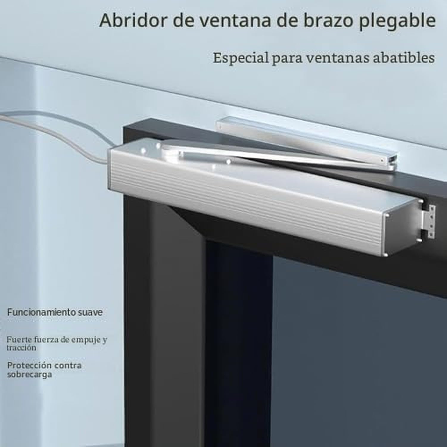Abridor automático de ventanas con control remoto, aluminio, 200 N