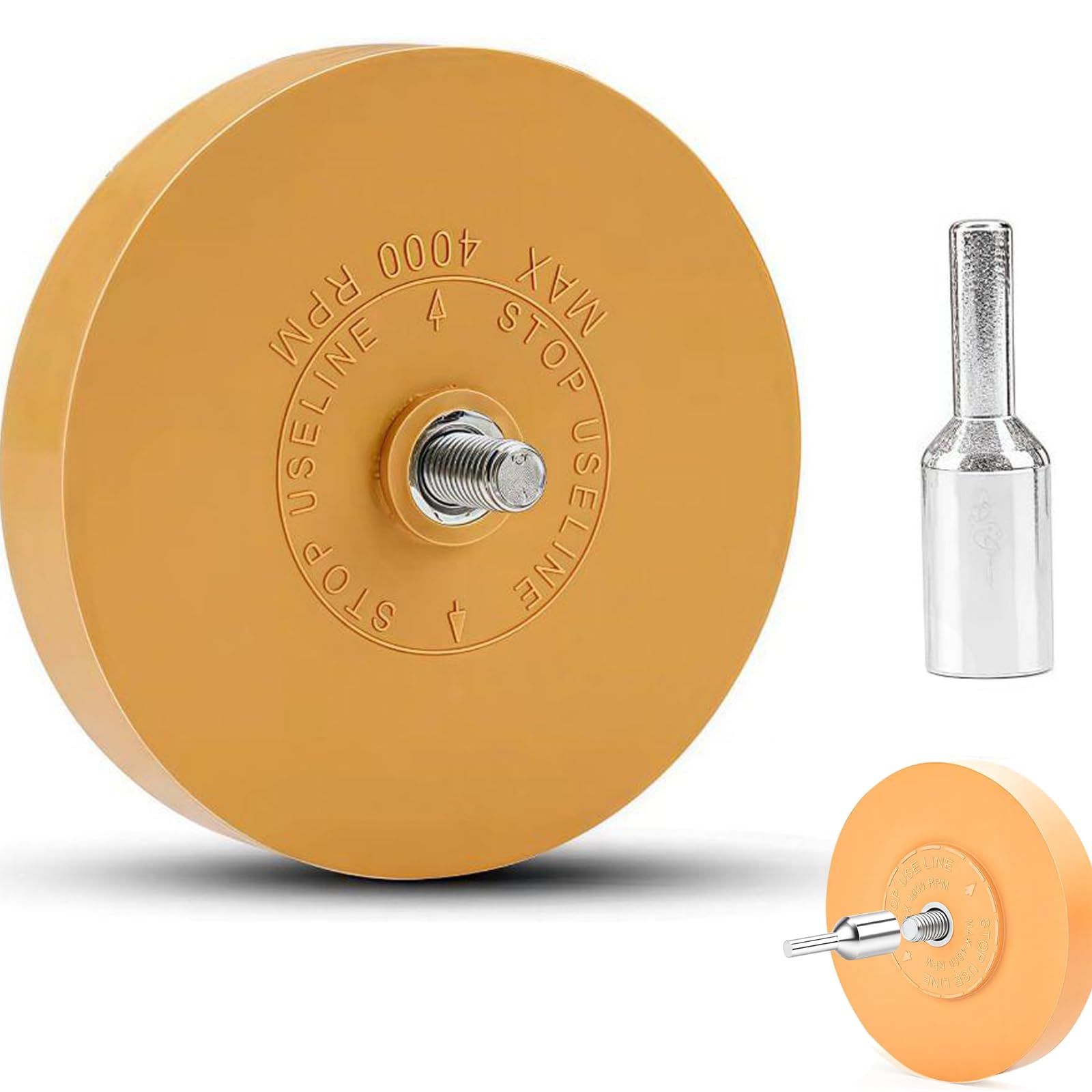 EujRcf Decal Eraser Wheel for Drill 1 Pack Rubber Eraser Wheel, Decal Remover, 3.5Inch Rubber Eraser Wheel with Adaptors for Removing Glue, Sticker, Paint, Glass, Adhesive on Window Cars