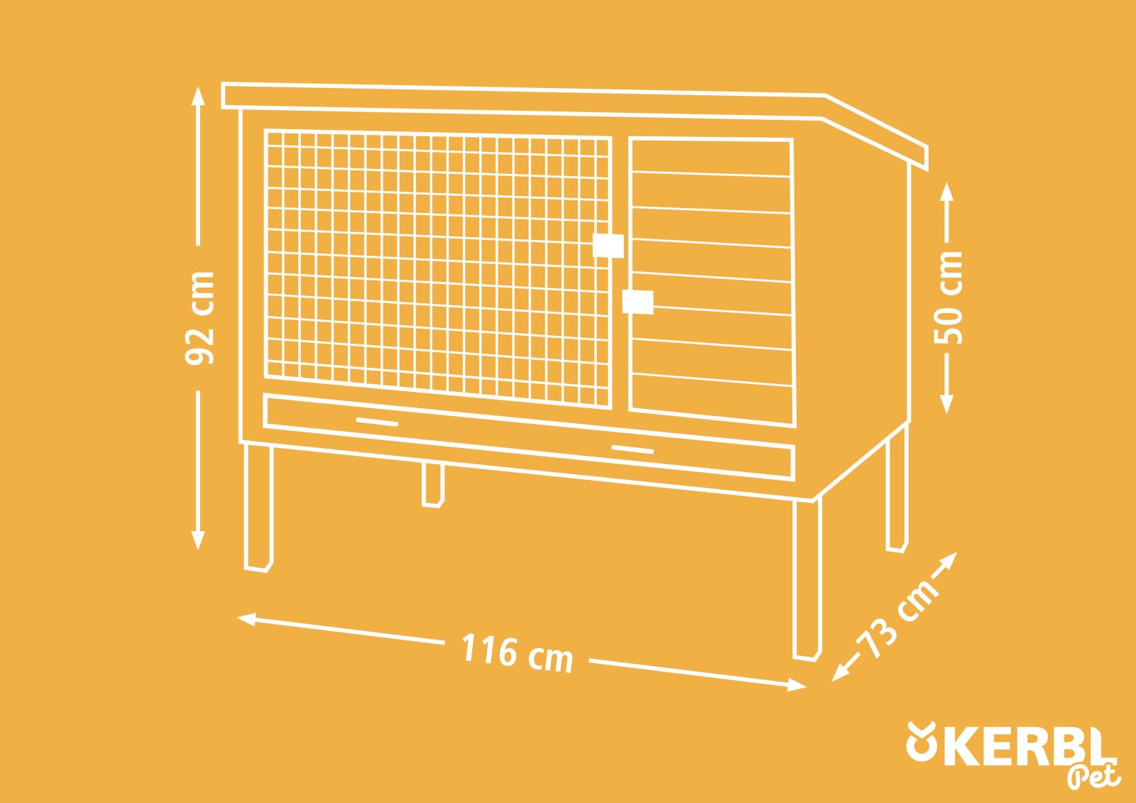 Kerbl Pet Kunststoffstall Samy XL, Hasenstall, 116x73x92cm, für Hasen, Kaninchen, wetterfest, einfache Pflege, langlebig
