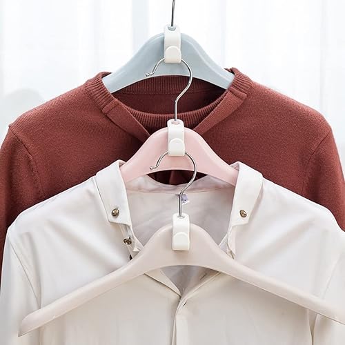 Miniatura 7 de 50 ganchos para colgar ropa, ganchos en cascada, clips extensores de plástico multifuncionales resistentes para ahorrar espacio, color blanco