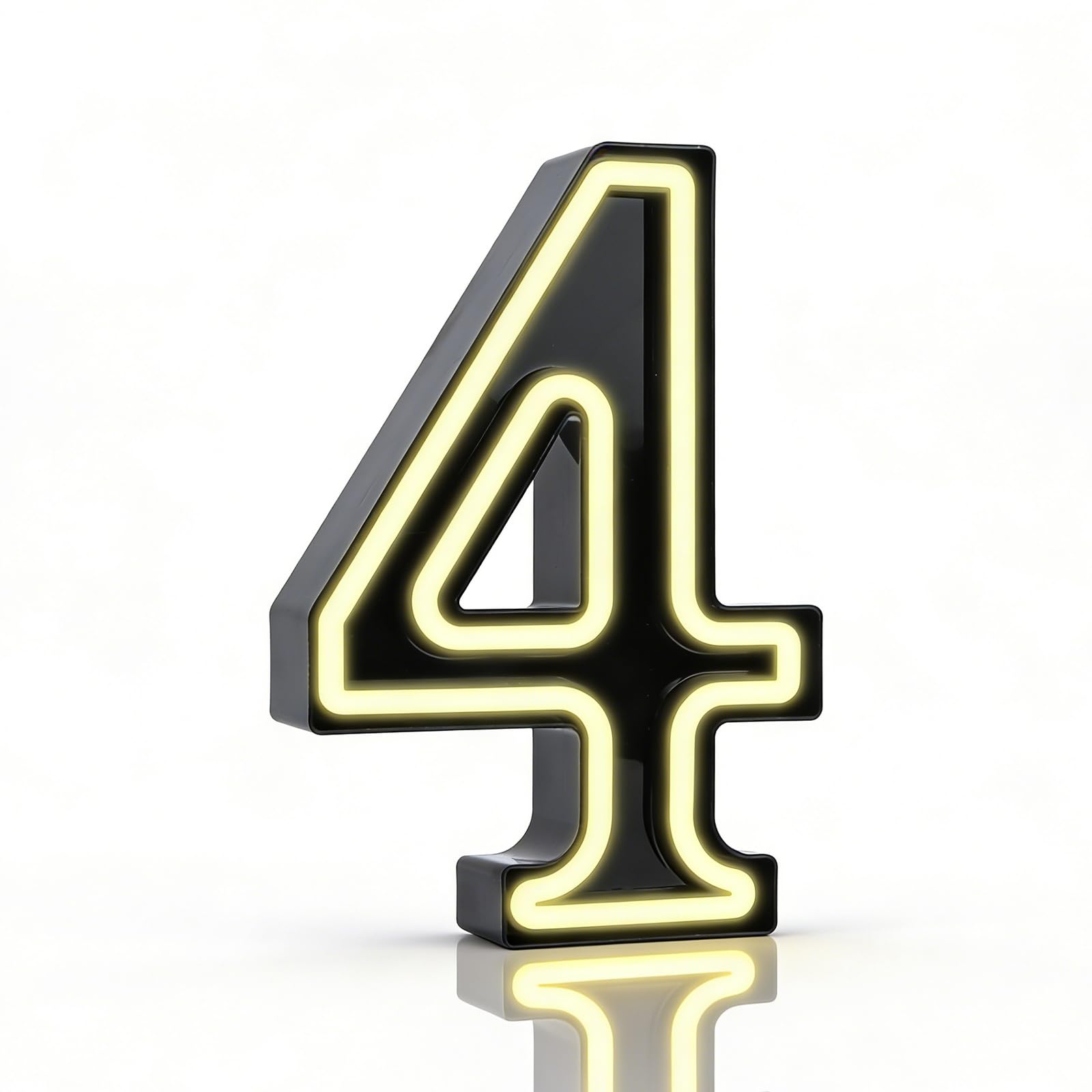 Light Up 4 Numbers, Lighted Number Sign for Birthday Party Decorations, Black Marquee Number 4, Birthday Decorations for Teen Girls Boys — image 1