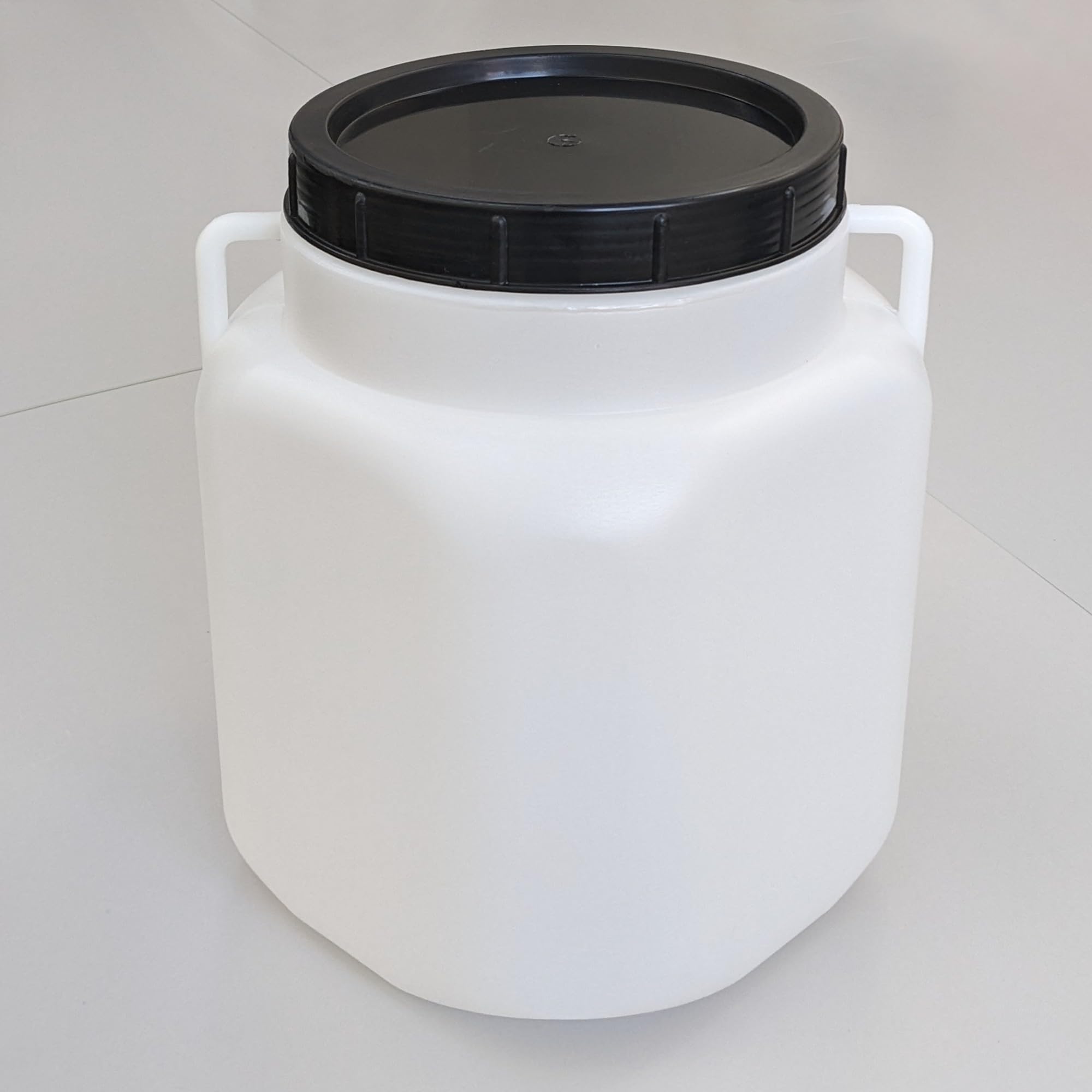 plasteo® Barril de boca ancha de 50 litros con tapa y asas, rectangular, natural, apto para alimentos y sin BPA, barril de plástico universal, barril de agua, barril de lluvia, barril de