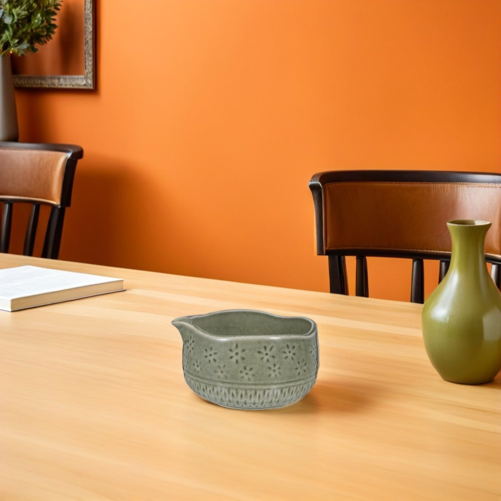 HEMOTON Ciotola Matcha in Ceramica con Beccuccio per Cerimonia del Tè, Facile da Pulire per Amanti del Tè, Design Elegante per Cucina e Sala da Pranzo