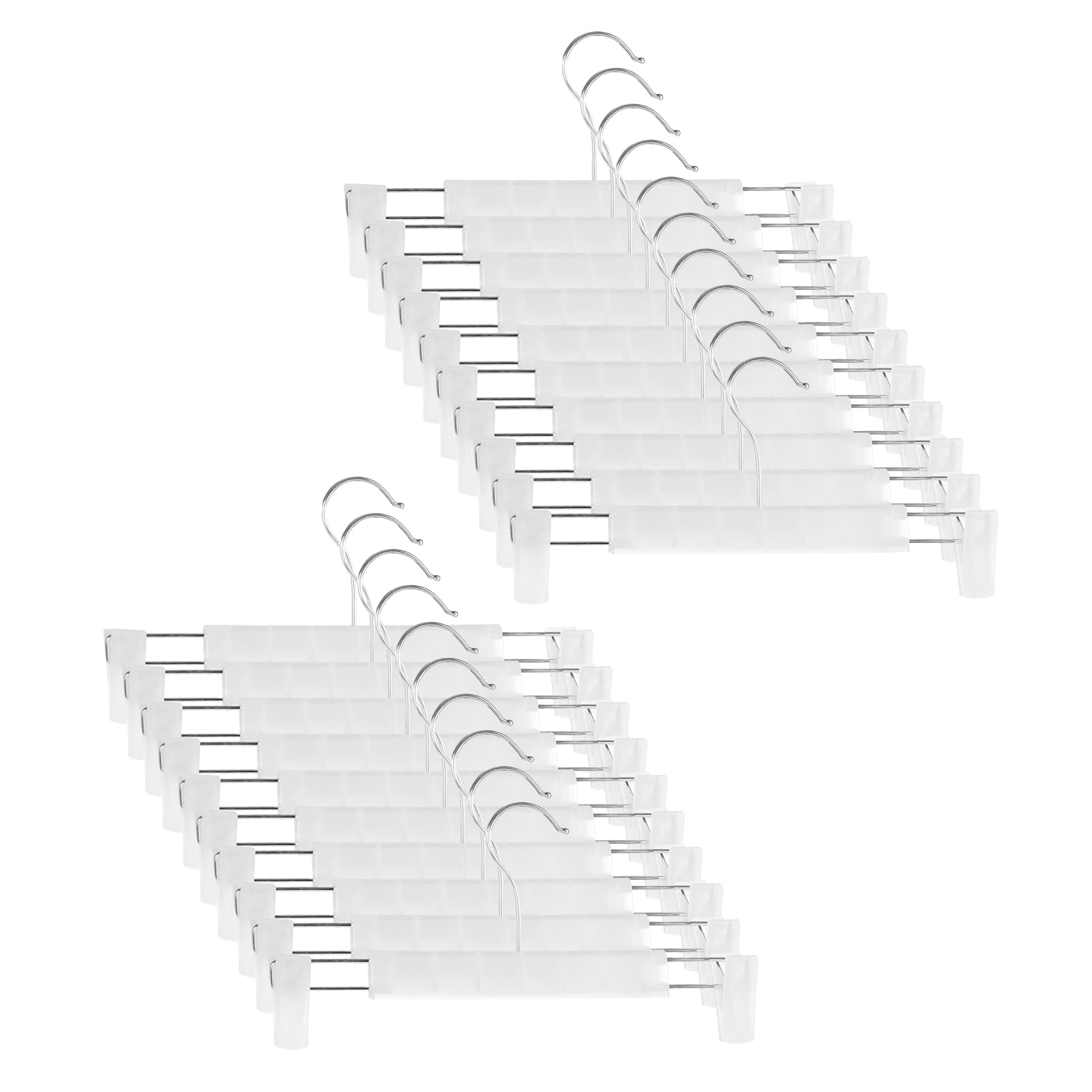GuhmcttGuhmctt 20 Pack Pants Hangers with Adjustable Non-Slip Clips Anti-Rust Hanging Hook for Trouser,Skirts,Jeans,Clothes Hangers Transparent