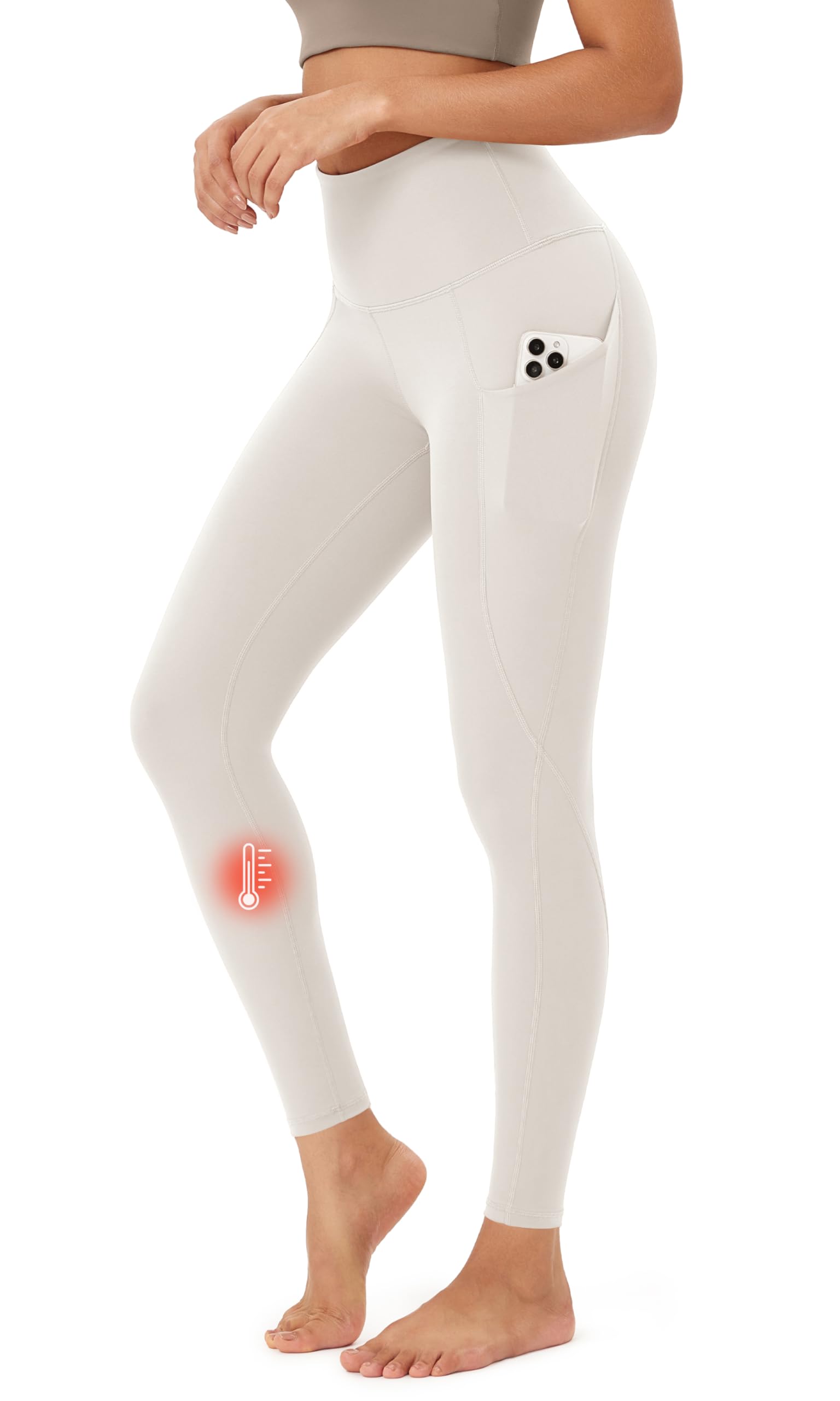ODODOS ODTHERMAL Women's Fleece Lined Yoga Pants with Pockets - 25" / 28" High Waisted Warm Workout Leggings