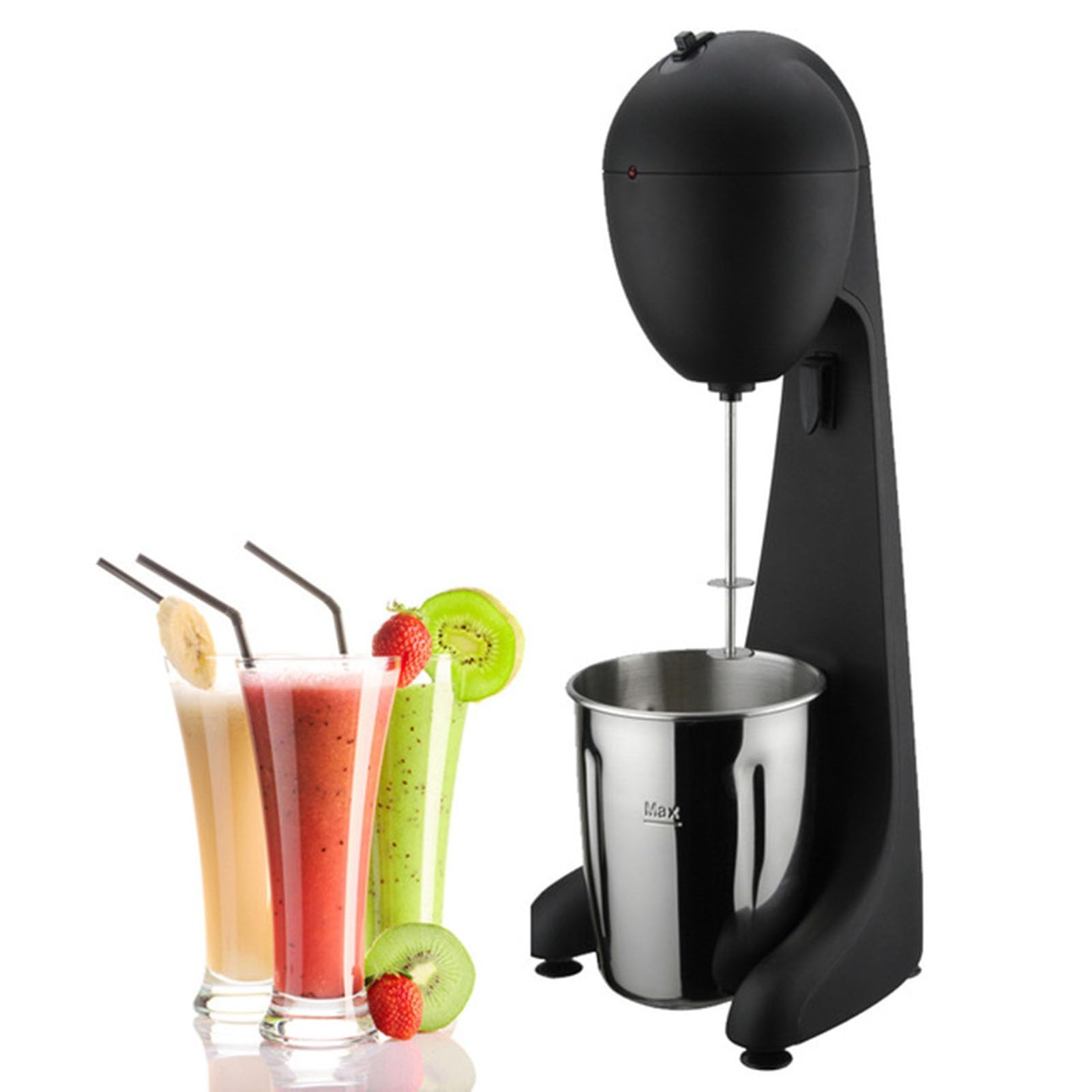 Mélangeur électrique à milkshake - Mélangeur automatique à 2 vitesses en acier inoxydable avec tasse à mélanger pour milkshakes et boissons