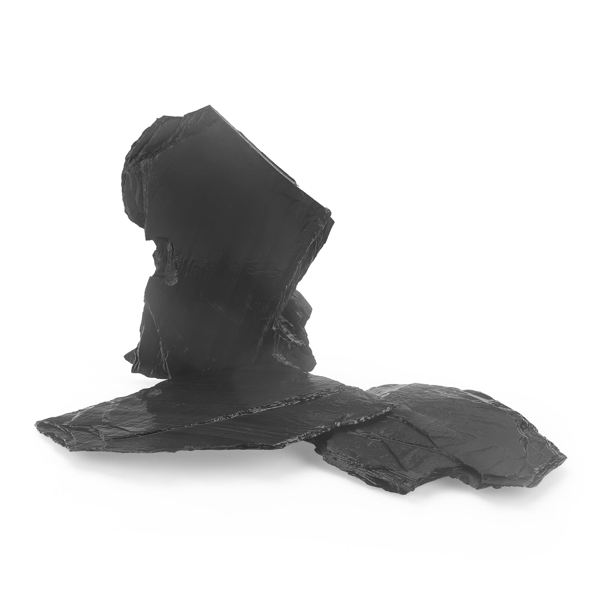 Aquarium Steine Naturstein 20 kg – Schieferstein Schwarz Natur Deko für Aquarium, Aquascaping Steine Set 80 cm, Felsen für Höhlen & Verstecke, pH-neutral