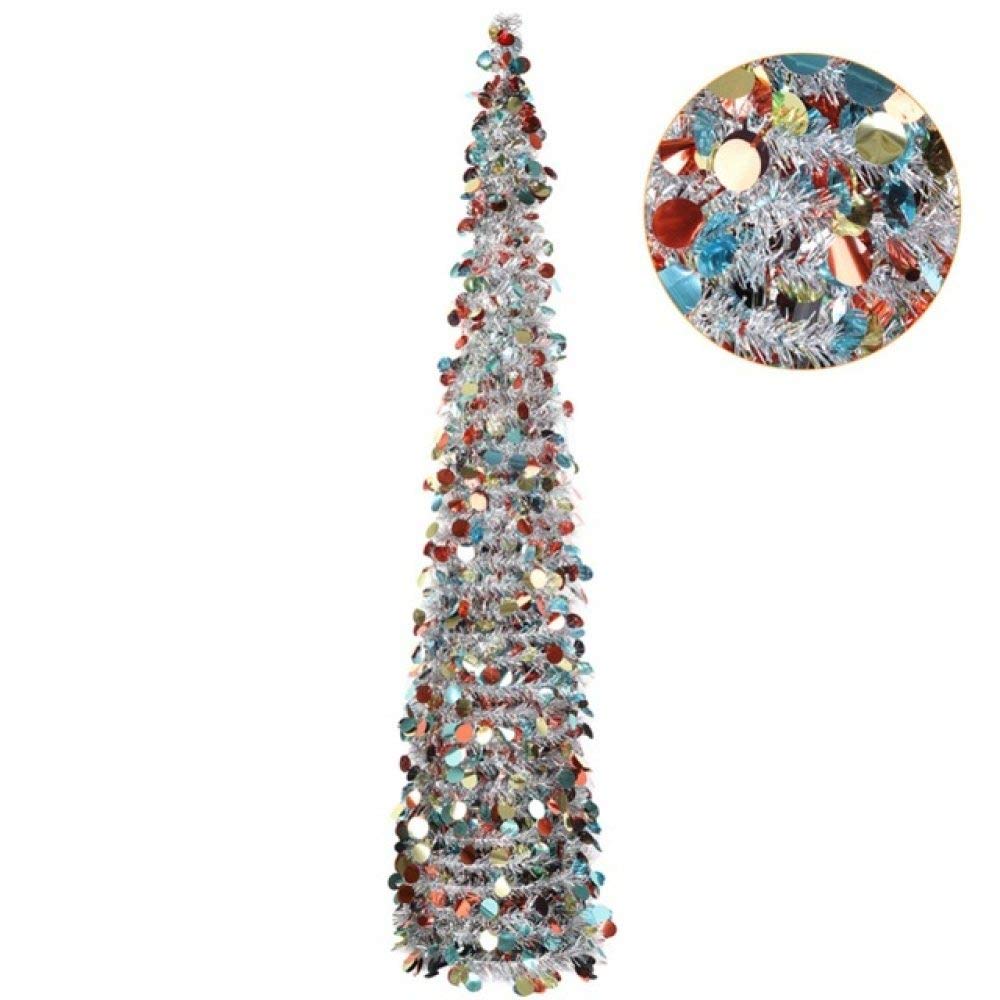 décoration de Noël Arbre de Noël à Paillettes Bricolage 1.5M / Arbre de Noël Artificiel en Fil métallique Pliable Pop-up/Arbre de décoration de Noël avec Support, SC, C