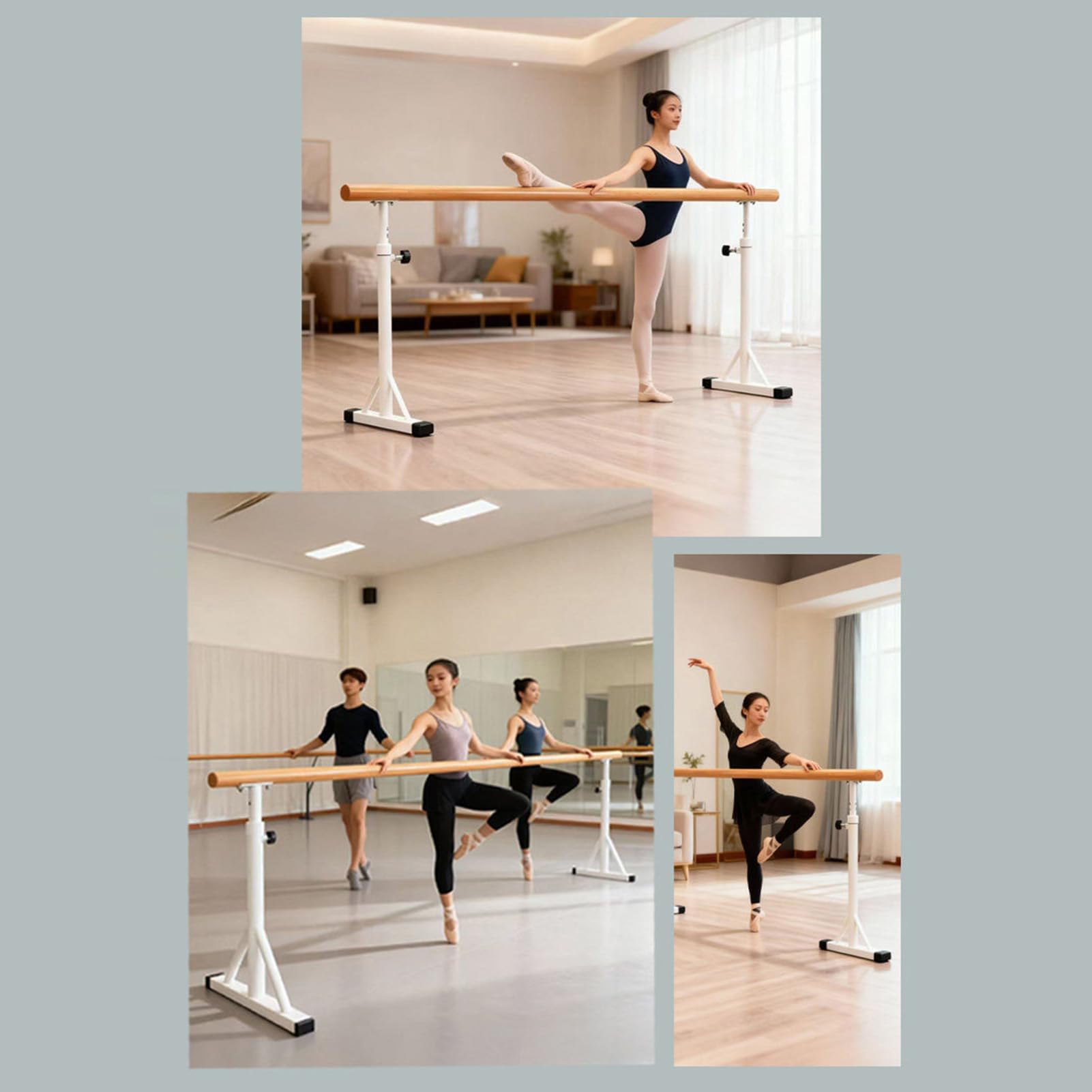 Barra de Ballet Portátil Ajustable Independiente para Fitness, Estudio de Danza, Estiramientos y Pilates