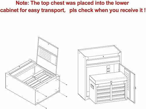 Miniatura 6 de GRAFFY - Caja de herramientas con 5 cajones, caja de herramientas con gabinete de almacenamiento extraíble, organizador de caja de herramientas con