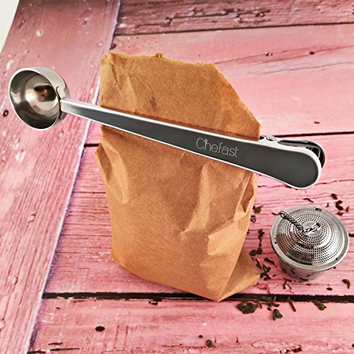 Chefast Tea Infuser Set (1+1 Pack) - Combo Kit of Single Cup and Large Infusers, Plus Metal Scoop with Clip - Reusable Stainless Steel Strainers and Steeper for Loose Leaf Teas