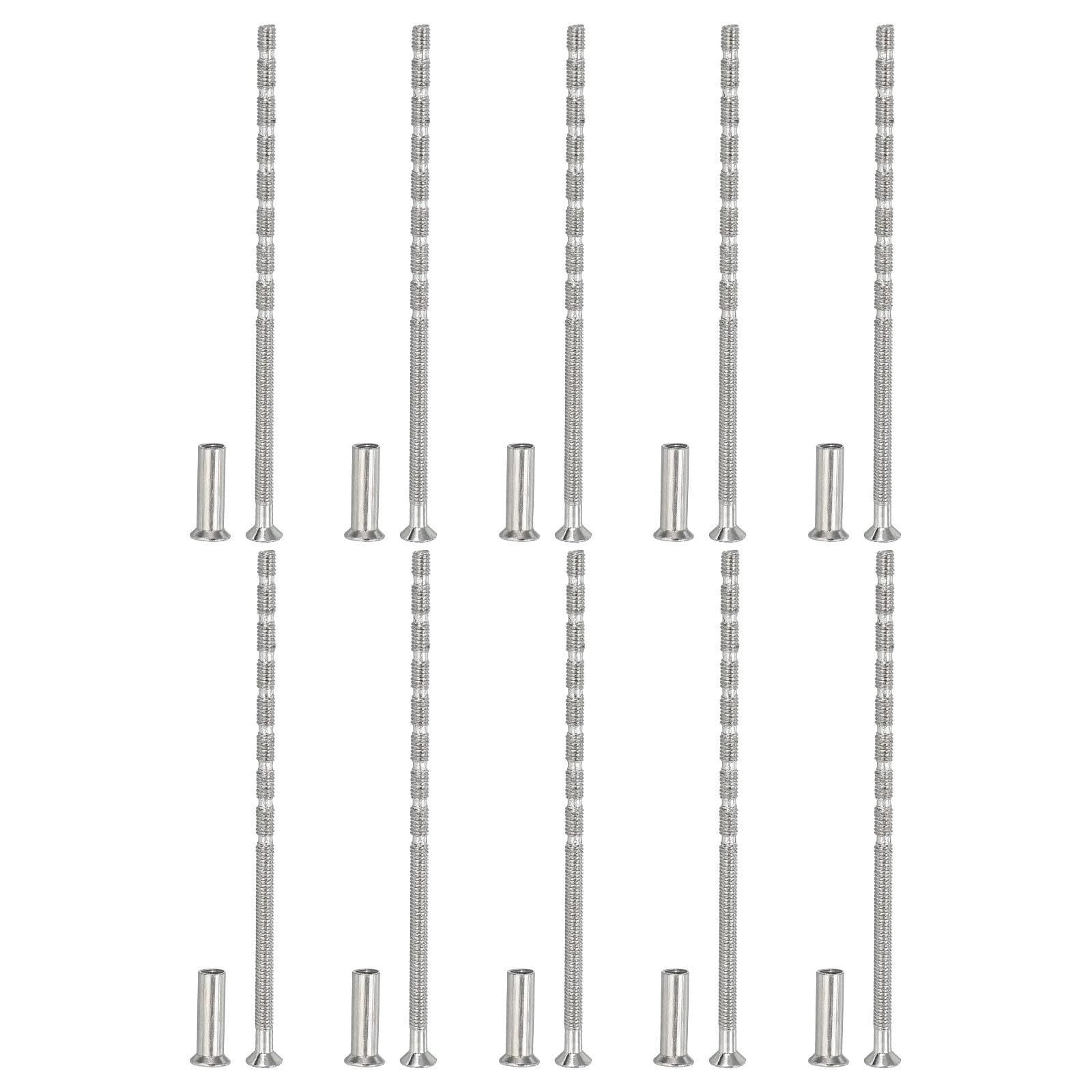 Unifizz M4 x 100 Door Handle Screws, 10 Pcs Breakaway Connecting Bolts with Sleeve Nuts, Phillips Countersunk Head Fixings for Cabinet Drawer Pulls and Internal Door Handle Repair Kit
