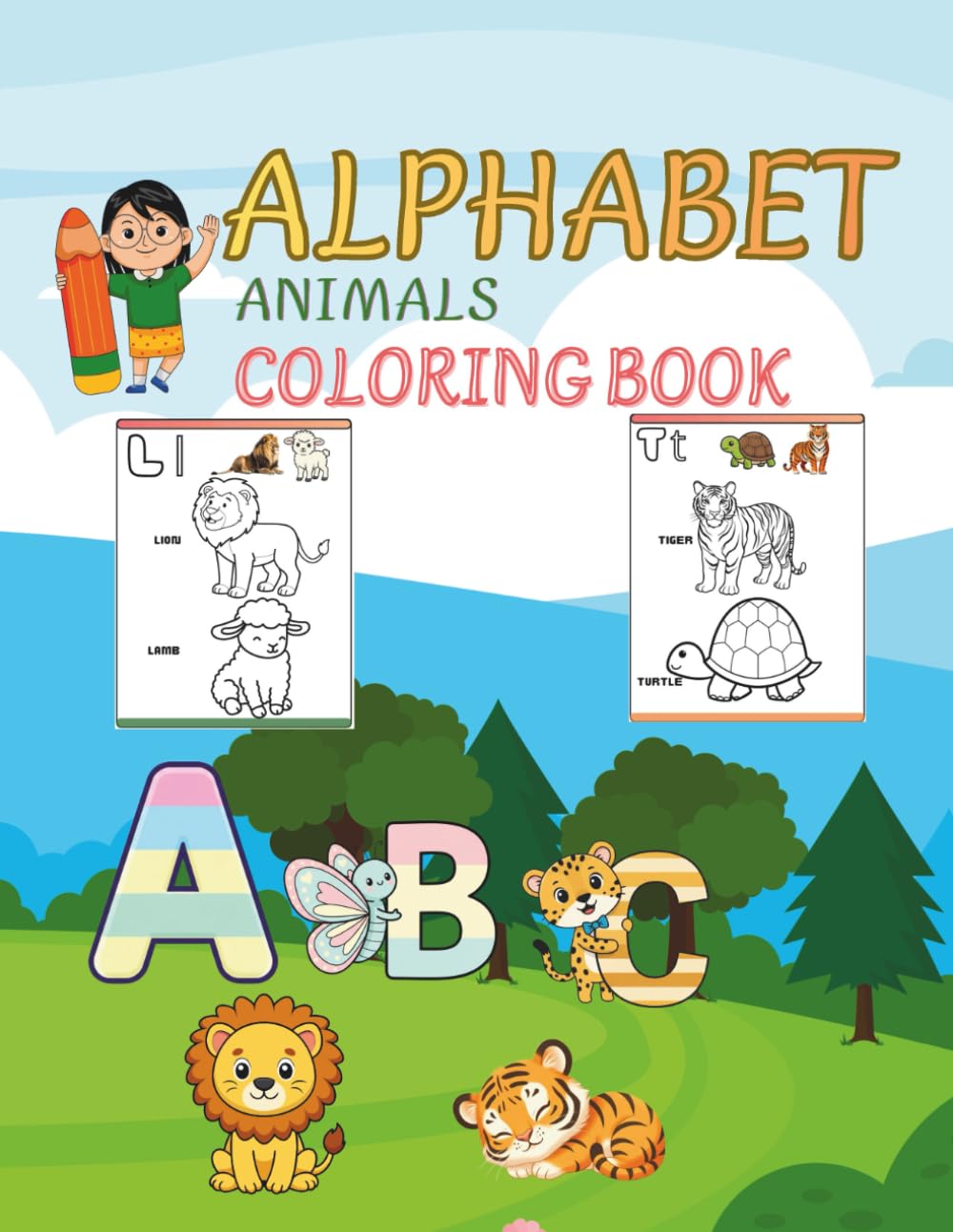 ABC Animals Coloring Book for Kids: A Fun and Educational Alphabet Coloring Book to Learn Letters from A to Z with Cute Animals
