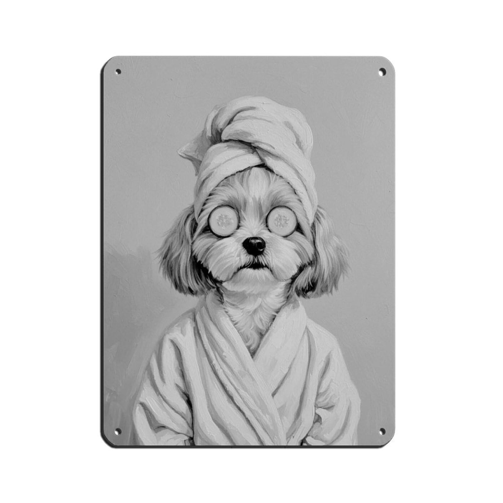 Bathroom Spa, Lhasa Apso Art Retro Poster Metal Tin Sign Chic Art Retro Iron Painting Bar People Cave Cafe Family Garage Poster Wall Decoration 12x16inch(30x40cm)