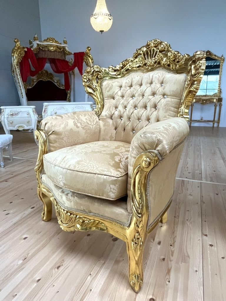 CasAmin Home & Living - Ensemble de canapés style French Louis, finition dorée, rétro, baroque, rococo, pour décoration d'intérieur, d'hôtel et de hall