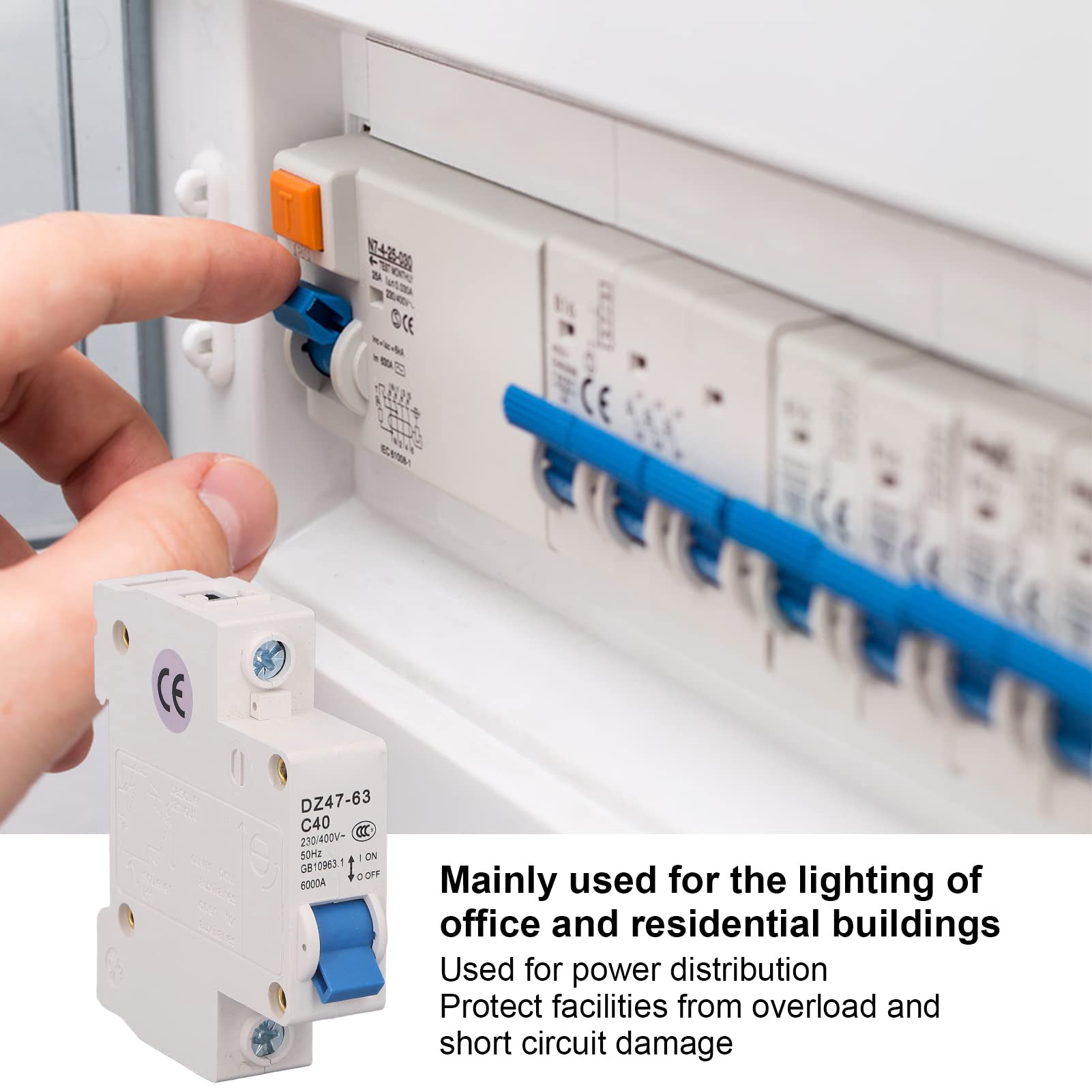 Uxcell DZ47-63 C32 2-Pole 32A 400V Miniature Circuit Breaker – DIN Rail Mount, 4000A Breaking Capacity, For Overload & Short Circuit Protection