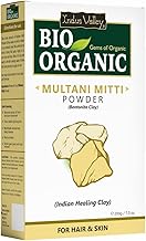 INDUS VALLEY Bio Organic Multani Mitti Powder Natural Fuller’s Earth for Face & Hair Packs Removes Dead Skin, Cleanses Pores, Reduces Dandruff & Scalp Itchiness Soft & Glowing Skin (200g)