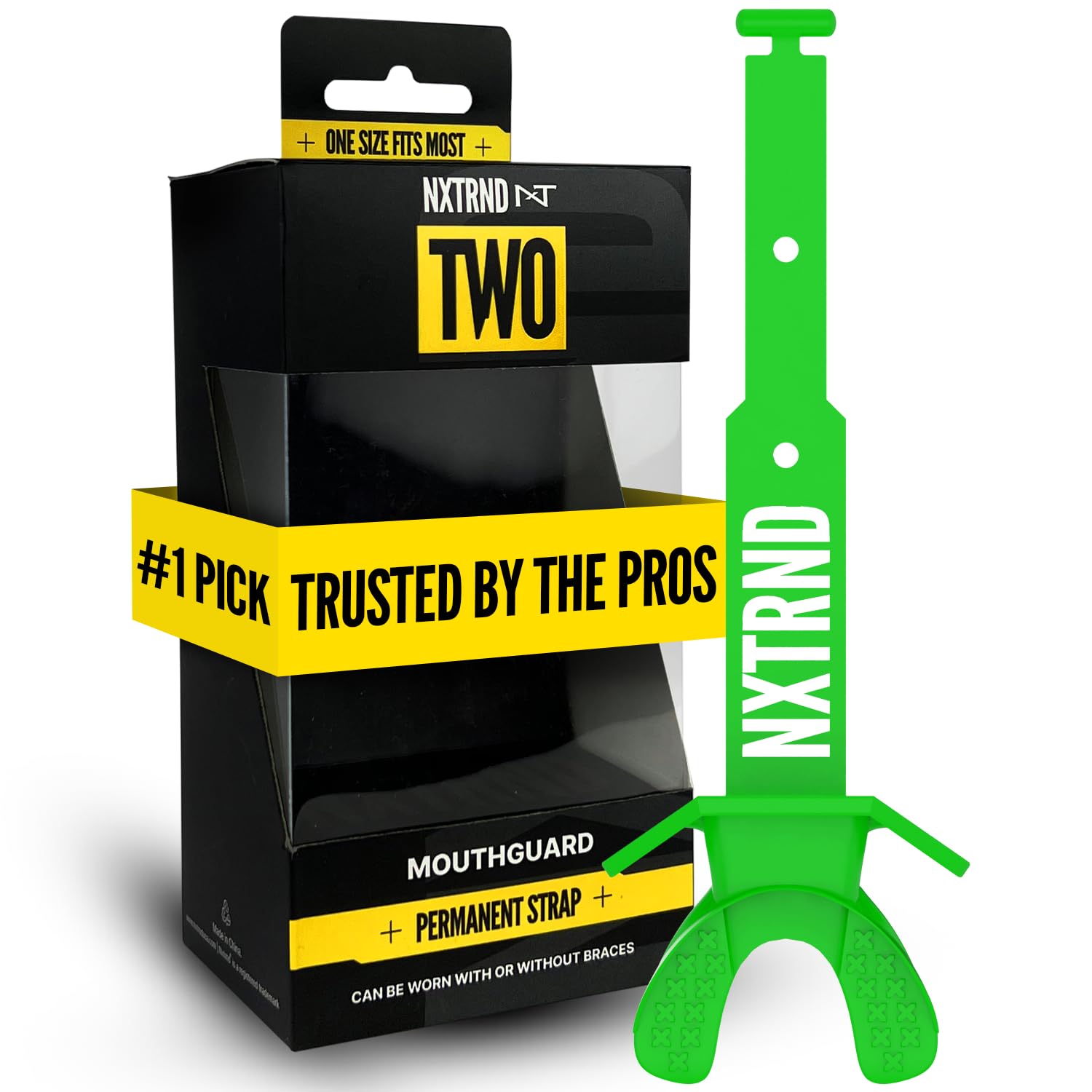 Nxtrnd Two Football Mouth Guard, Football Mouthpiece with Strap, Fits Adult & Youth (Green)