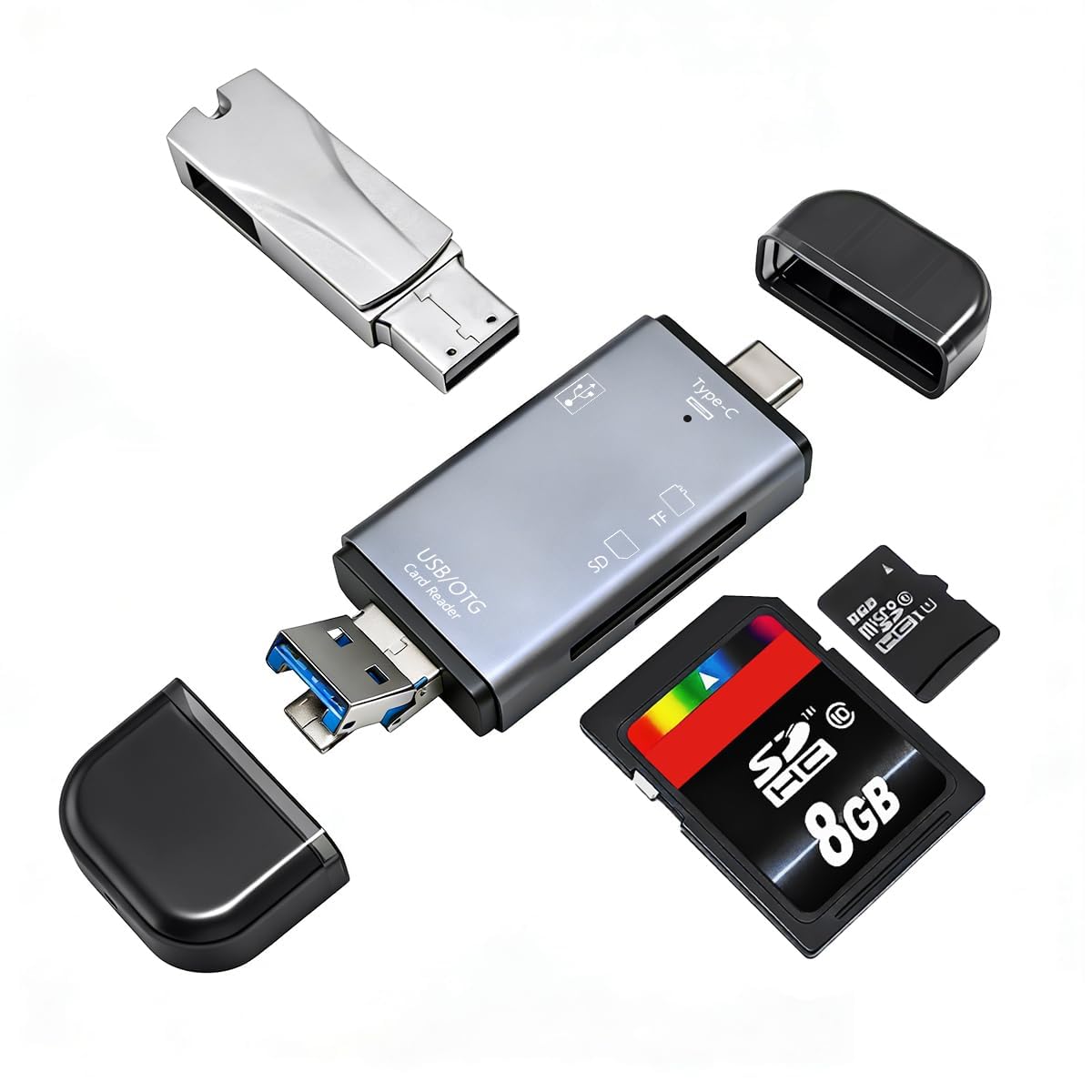 6 in 1 with OTG, SD Card Reader, USB Type-C, USB & Micro USB, for Memory Card | Portable Card Reader |TF, SD, Micro SD,SDHC, SDXC, MMC,RS-MMC, Micro SDXC-picture-22