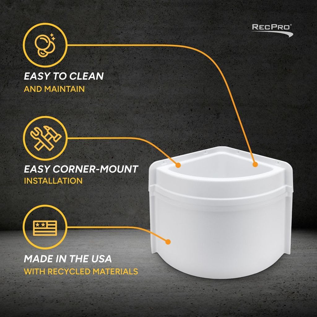 RecPro RV White Corner Sink & Skirt Combo 11x11 for Shower Surround | ABS Plastic | 1 1/2" Drain | Easy Installation | For RVs, Campers, Trailers Bathroom