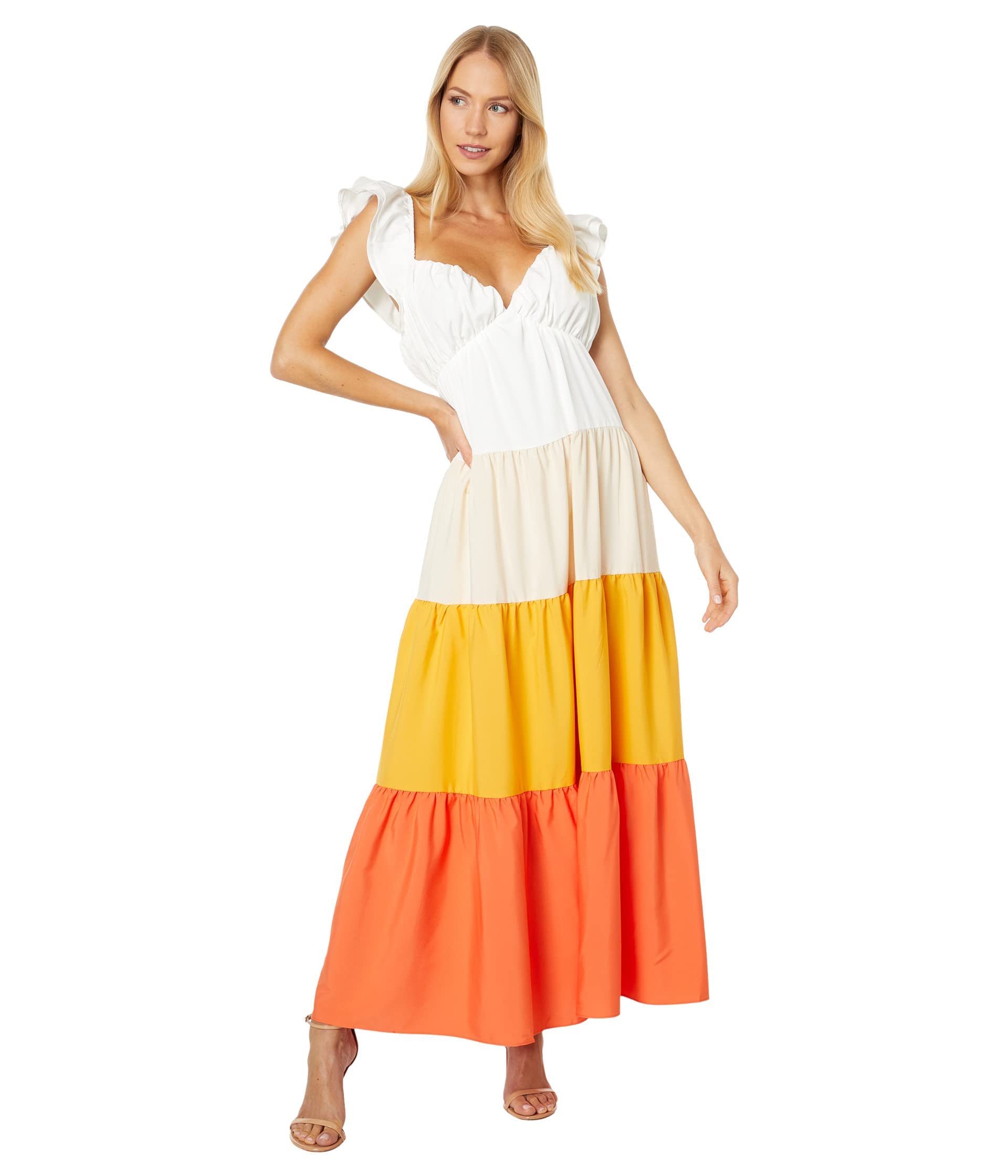 English Factory Women's Sunset Colorblock Maxi Dress, Orange