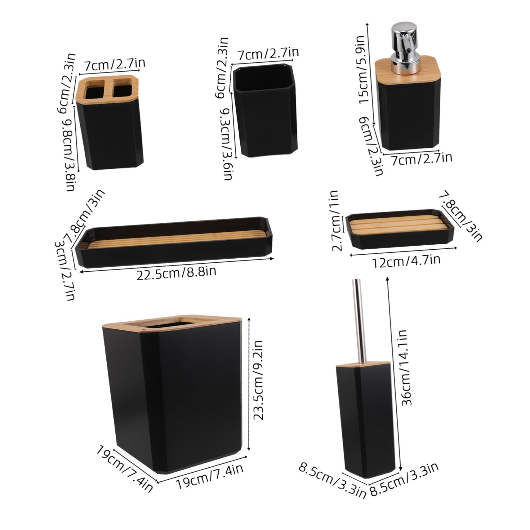 Anneome Częściowy Zestaw Łazienkowy z Komplet Akcesoriów Do Mycia z Dozownikiem Mydła i Uchwytem Szczoteczki Trwały Ekologiczny Zestaw Do Domu i Hotelu