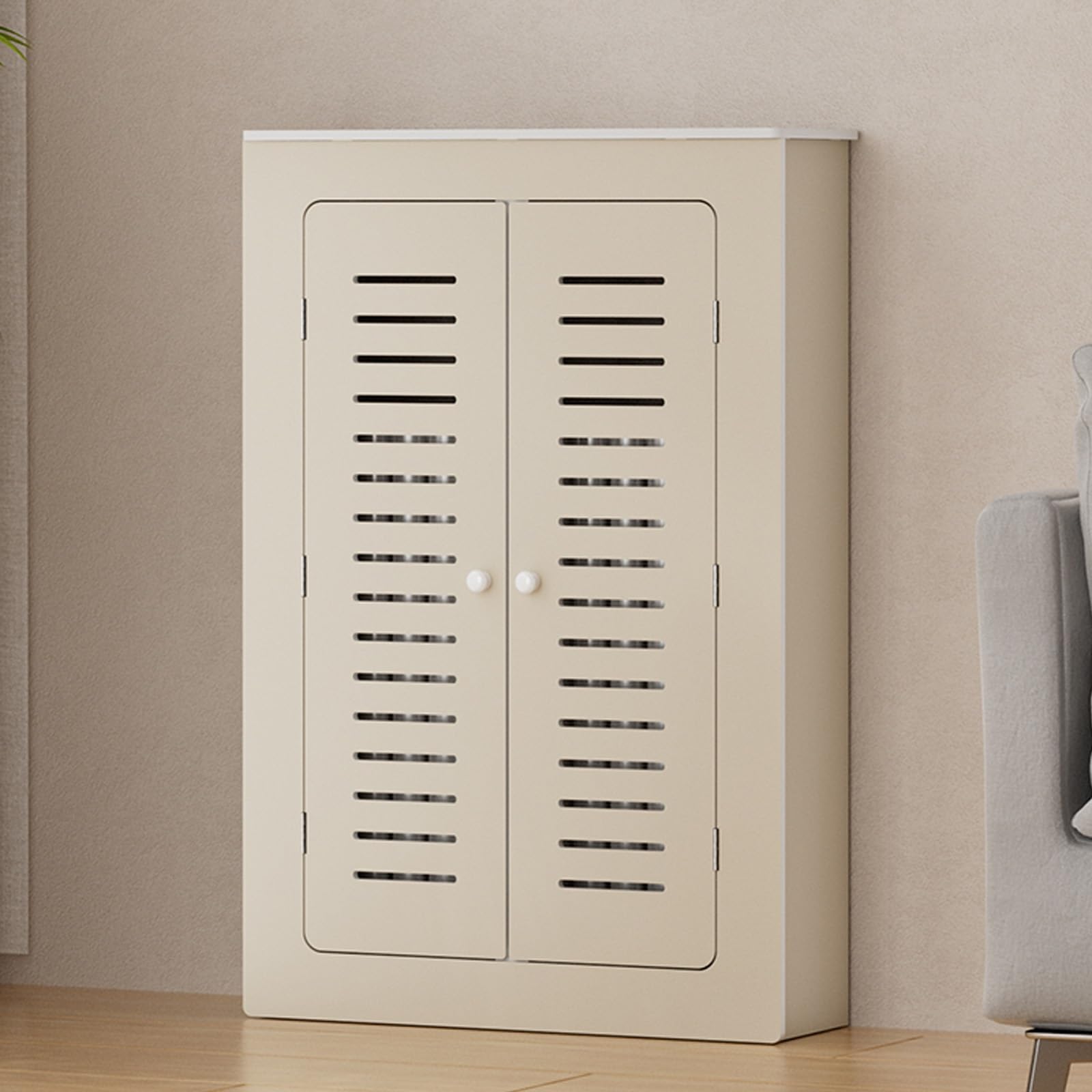 Cache-radiateur salon meuble de rangement au sol et étagère chambre