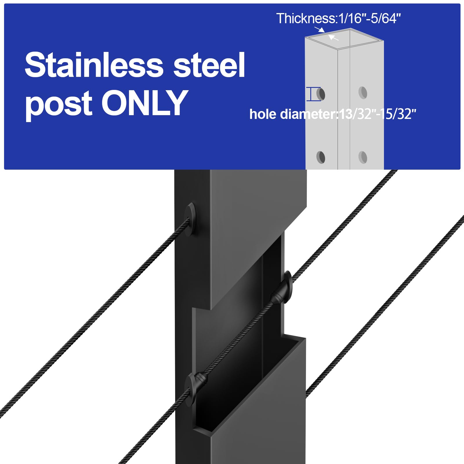 BLIKA 100 Pack 45 Degree Cable Railing Rubber Grommets