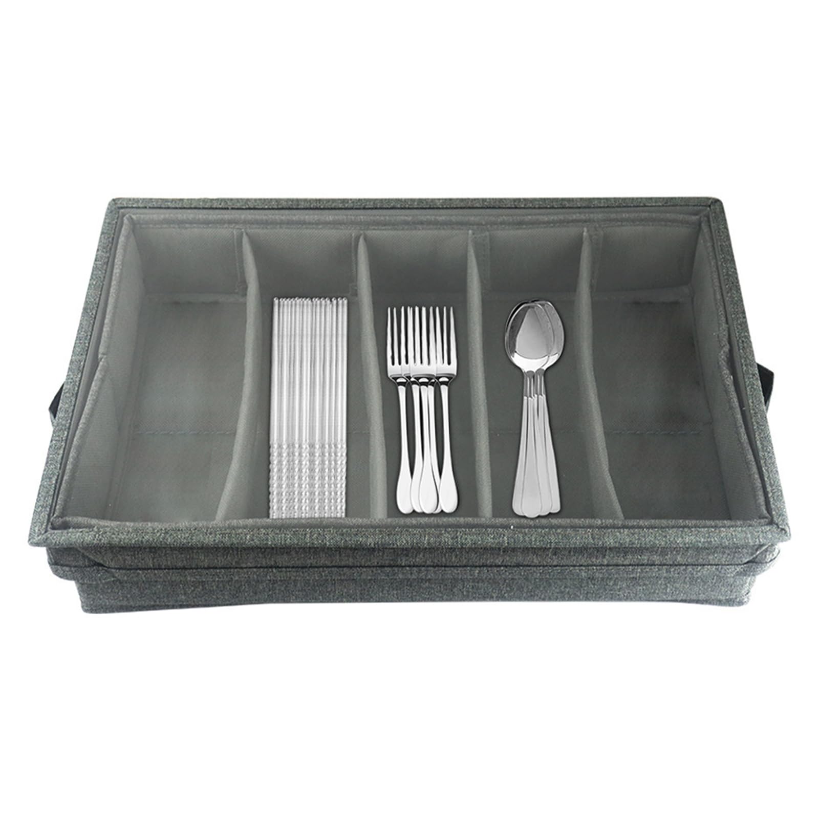 Msioytog Foldable Cutlery Tray with Clear Lid Stackable Design for Kitchen Storage Portable Utensil Storage Bag