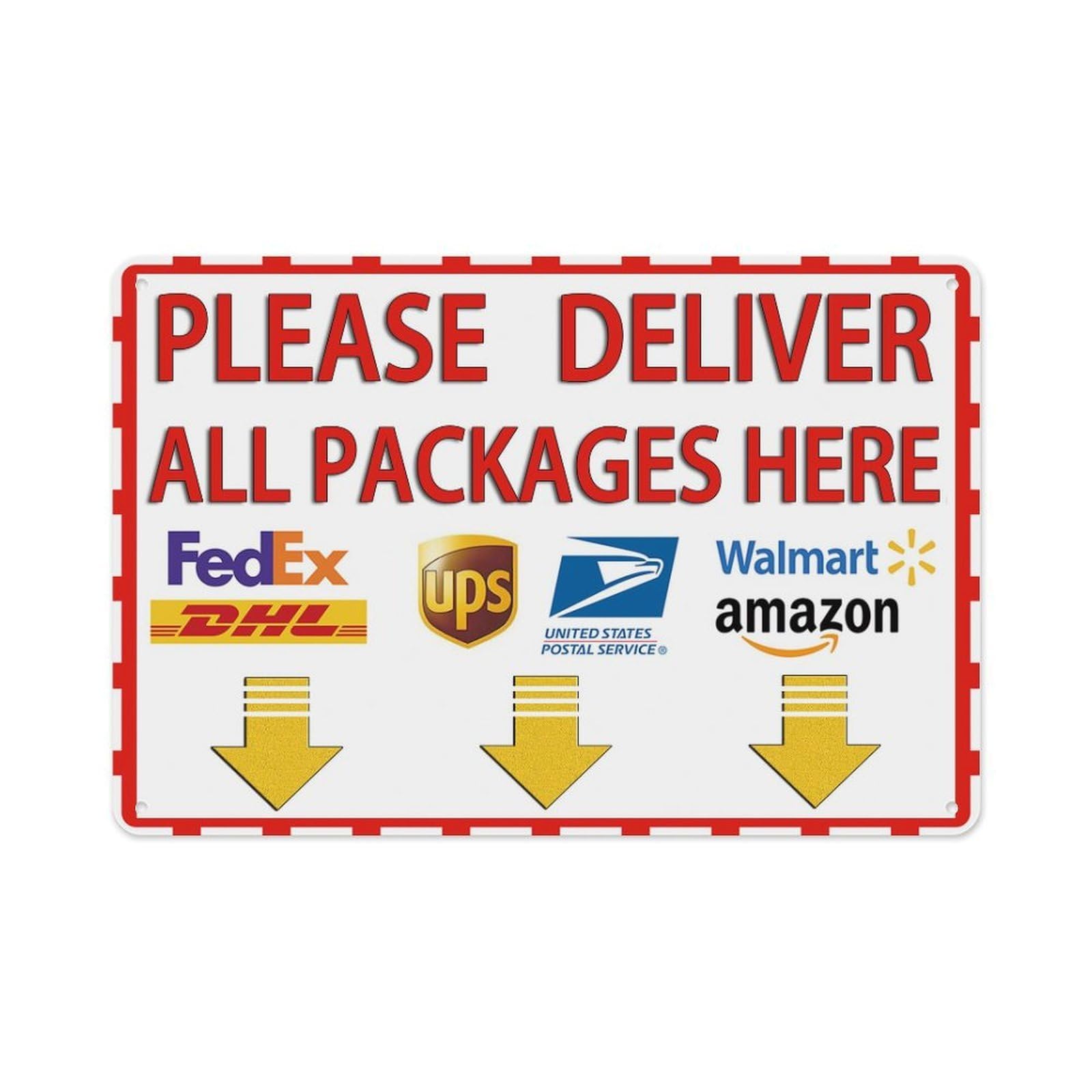 Delivery Signs for Packages, Please Delivery Boxes for outside Use - Please Deliver ALL PACKAGES HERE - Packages Deliverys Instructions Metal Sign Mail Box Yard Signs 12 X 8 Inch