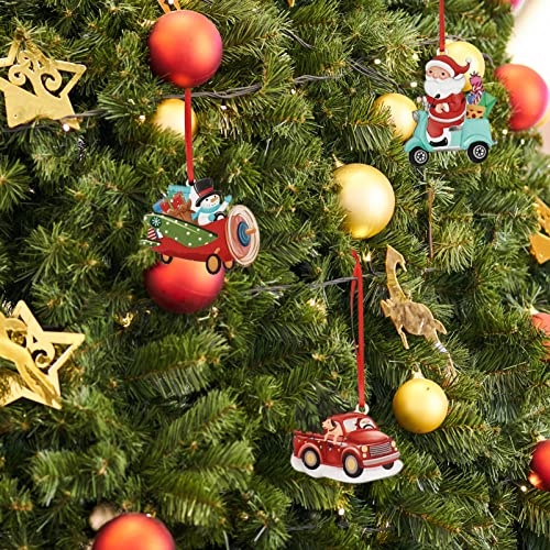 PRETYZOOM 12 peças de decoração para pendurar na árvore de Natal, caminhão vermelho, ornamentos para