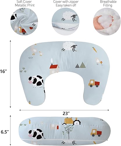 Miniatura 5 de Little Grape Land Almohada de lactancia para lactancia materna, almohada de lactancia más grande y posicionador con funda extraíble para más apoyo,