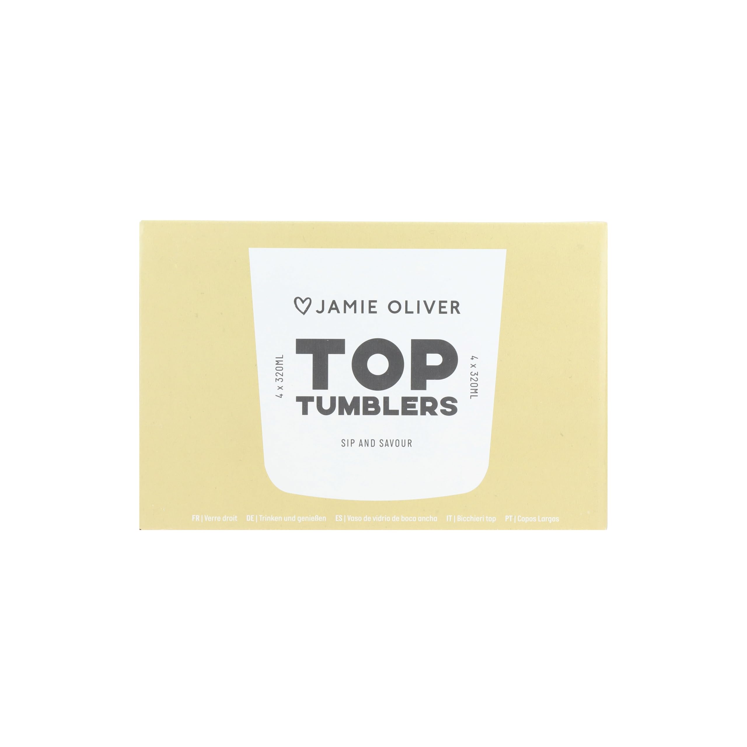 Jamie Oliver Big Love Top Tumbler, Set mit 4 transparenten Trinkgläsern, ideales Trinkgeschirr für Wasser, Saft oder Cocktails, spülmaschinenfest, in Geschenkbox