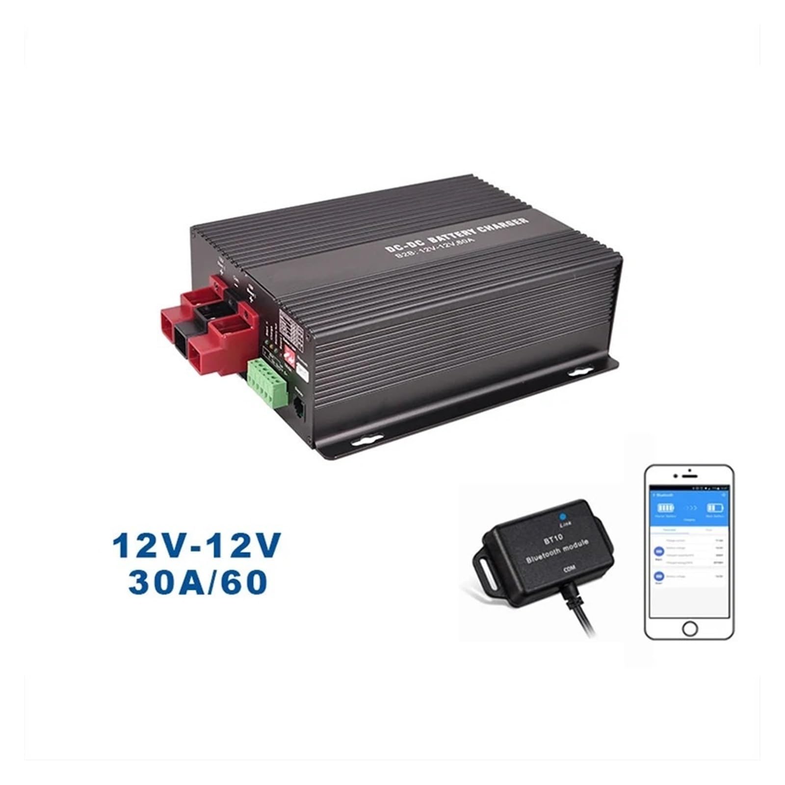 Regolatore di carica solare, Caricabatterie DC Intelligente 12V 60A 30A Con Supporto Booster Bluetooth App Batteria Al Litio Ricarica Completamente Automatica(12V 60A)