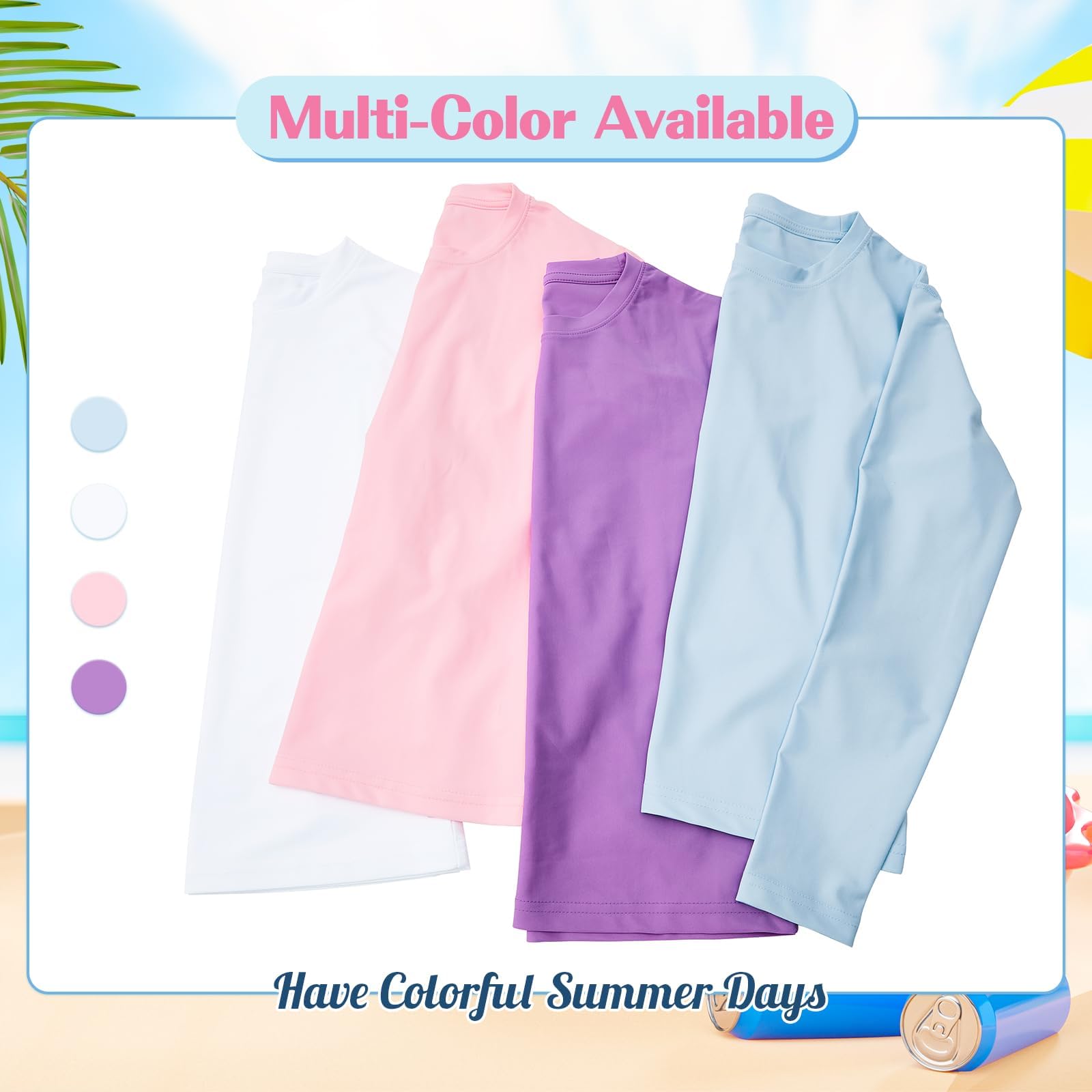 American Trends Rash Guard: UPF+ 50, maglietta a maniche lunghe con protezione UV per ragazze, leggera e ad asciugatura rapida, 5-16T