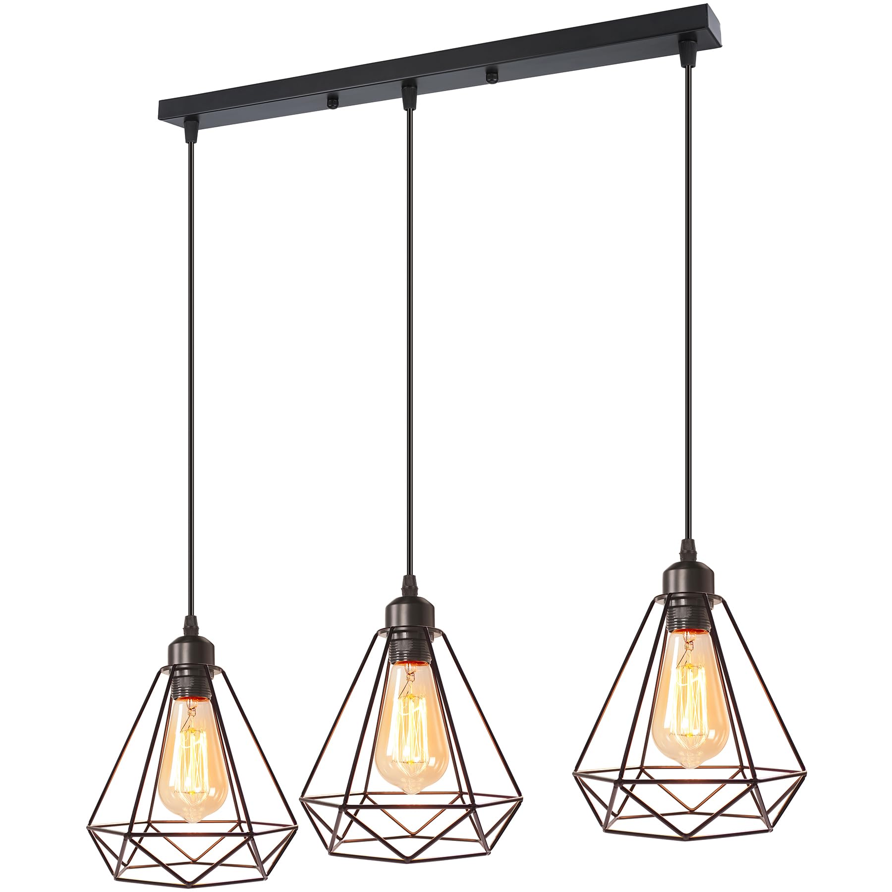 Lampadario Sospensione BBHome 3 Luci - Stile Industriale Per Sala Da Pranzo - Foto 6