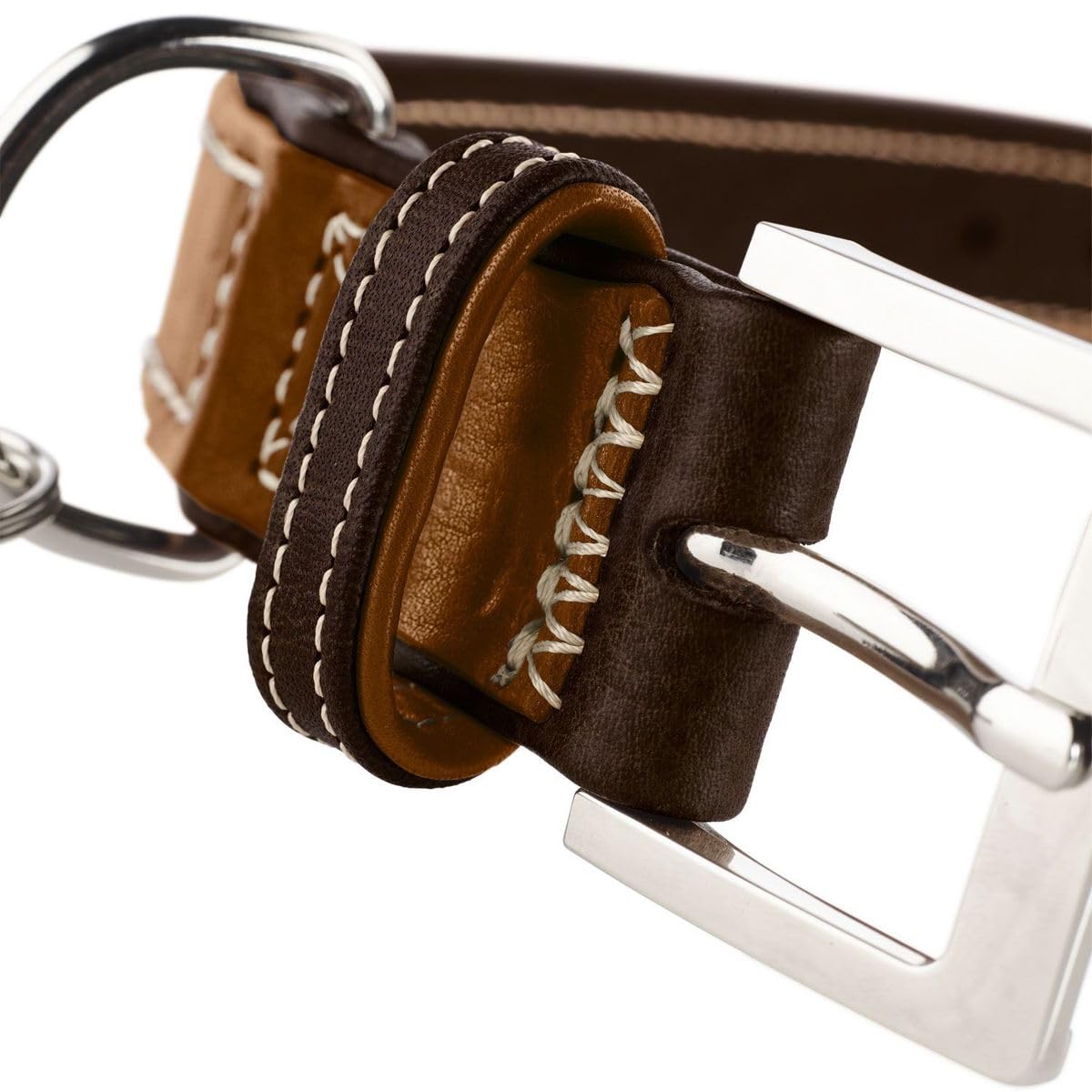 HUNTER Tara Hundehalsband, Leder, Juchtenleder, belastbar, witterungsbeständig, 55 (M), Cognac/Dunkelbraun